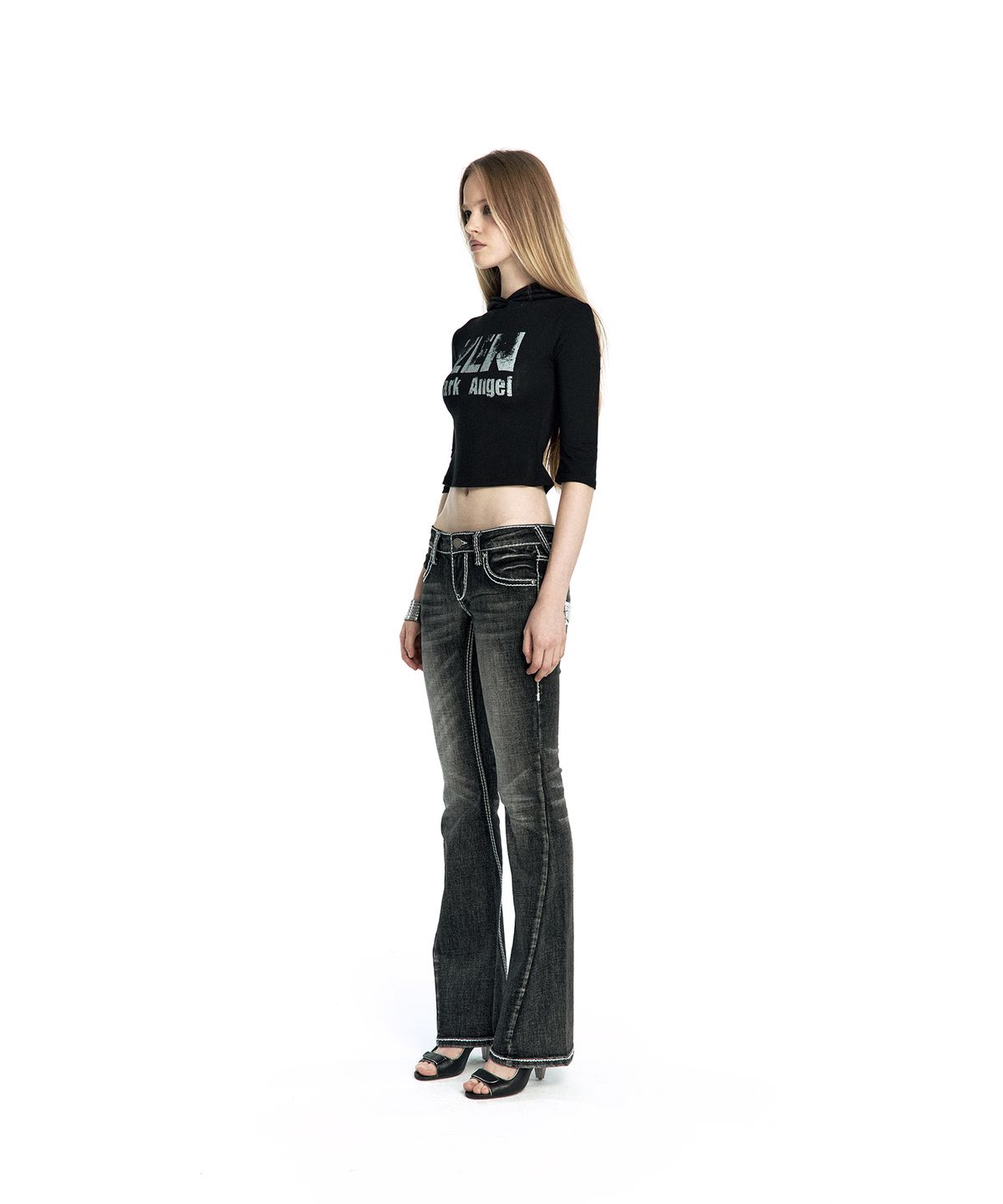 카시코(KASHIKO) Zen Angel Hoodie Top Black