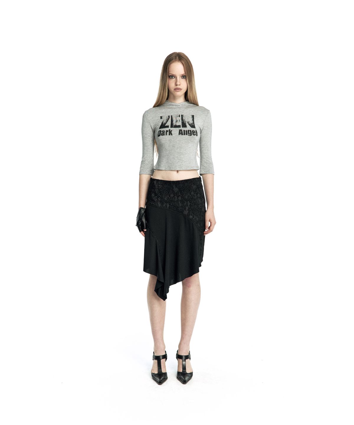 카시코(KASHIKO) Zen Angel Hoodie Top Grey
