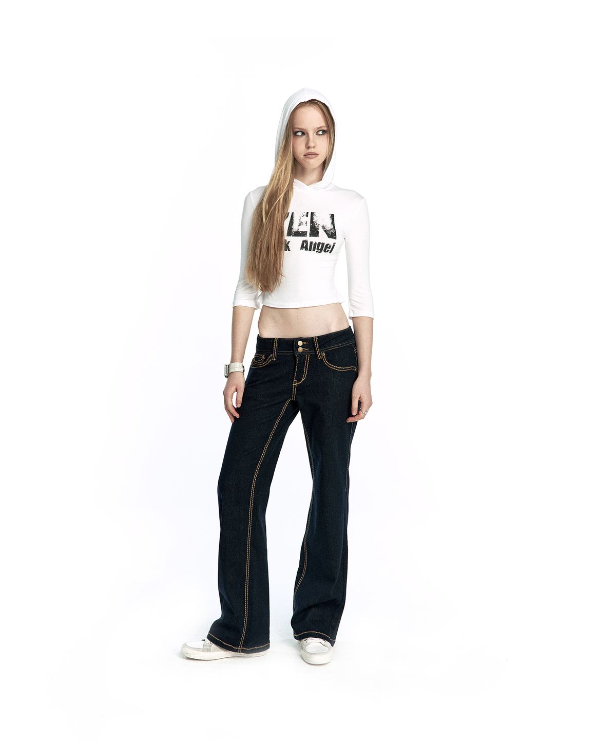 카시코(KASHIKO) Zen Angel Hoodie Top White