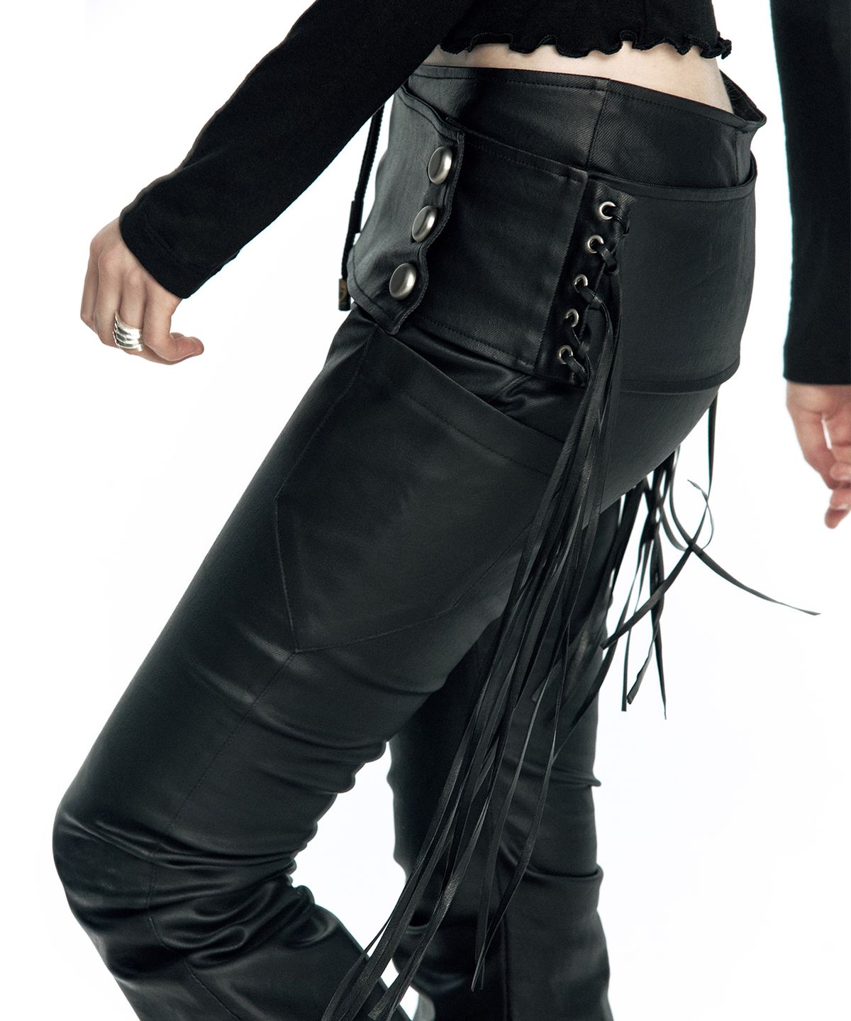카시코(KASHIKO) Fringe Coated Jeans