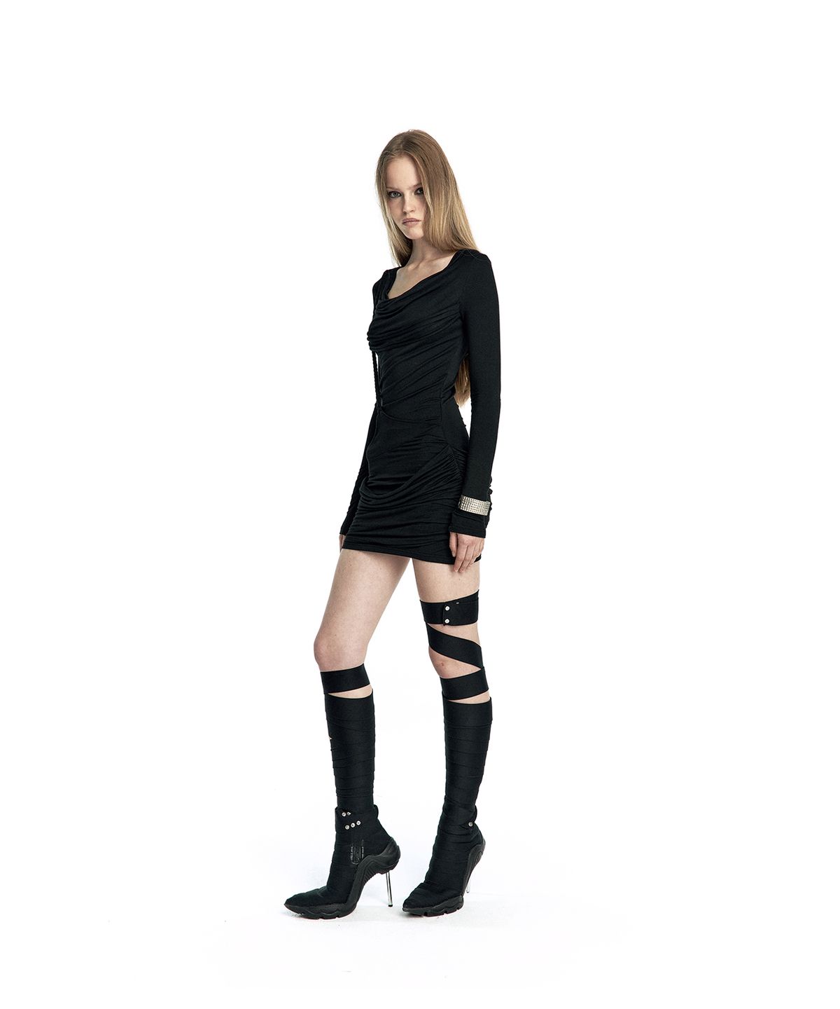 카시코(KASHIKO) Knot Drop Draped Dress Black