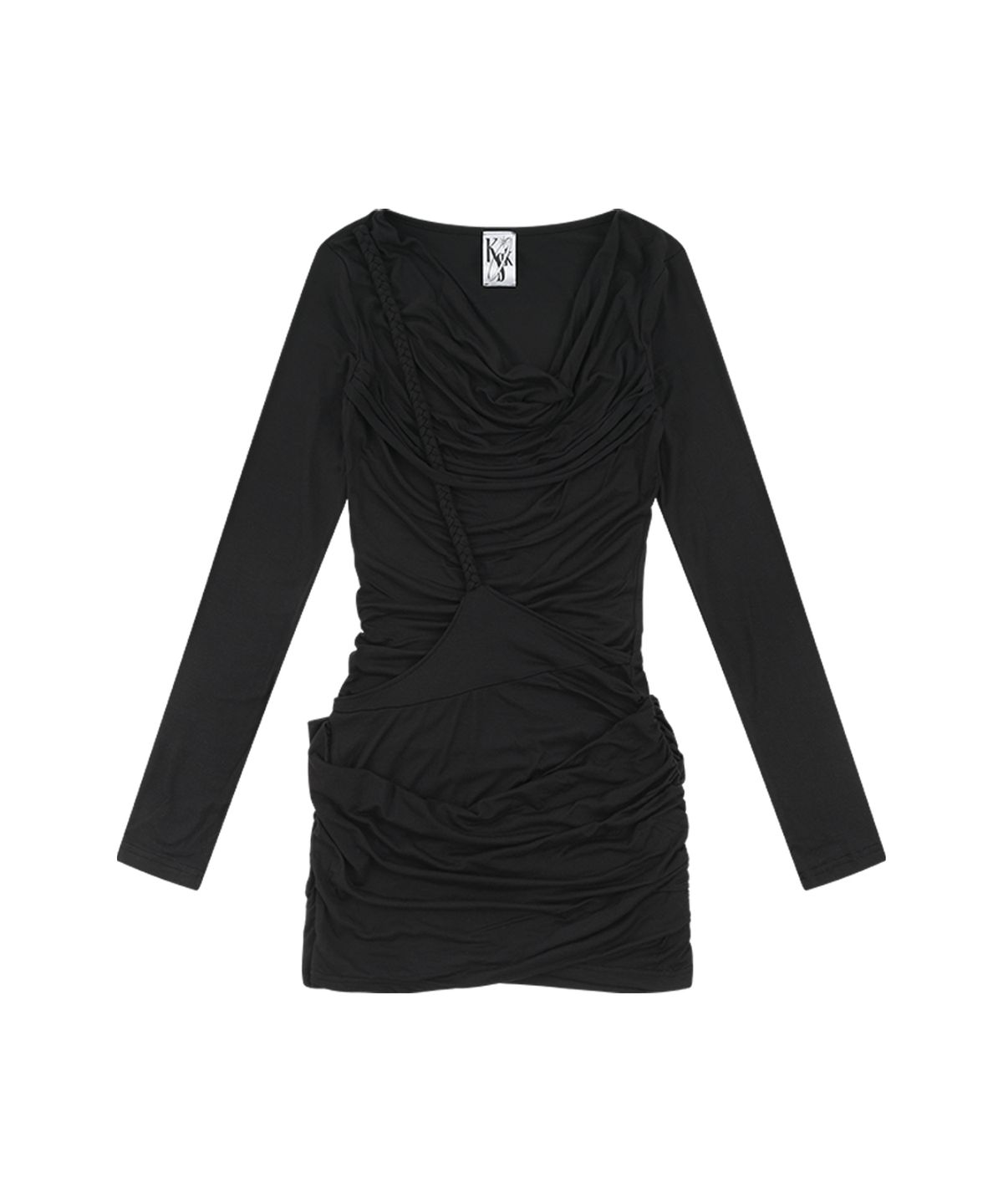 카시코(KASHIKO) Knot Drop Draped Dress Black