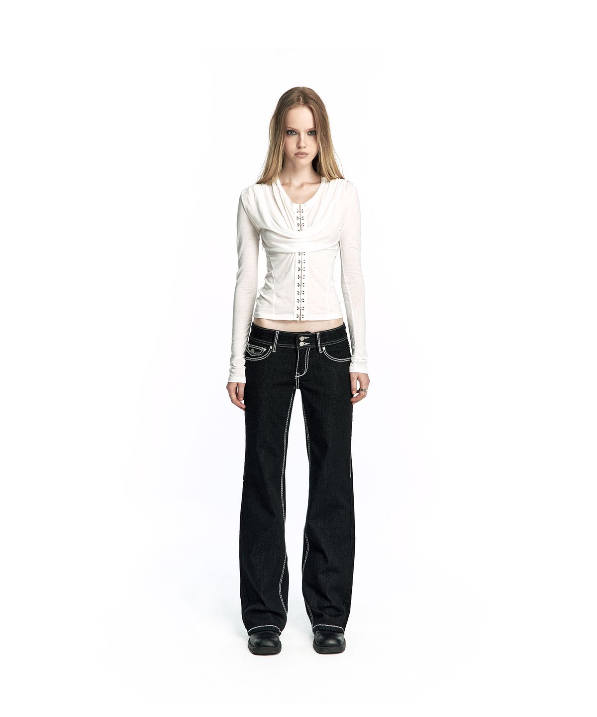카시코(KASHIKO) Hoshi Stitch Stretch Denim Black