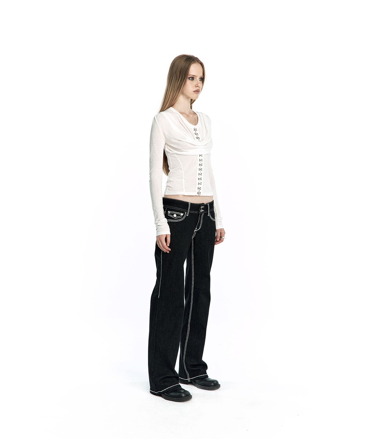 카시코(KASHIKO) Hoshi Stitch Stretch Denim Black