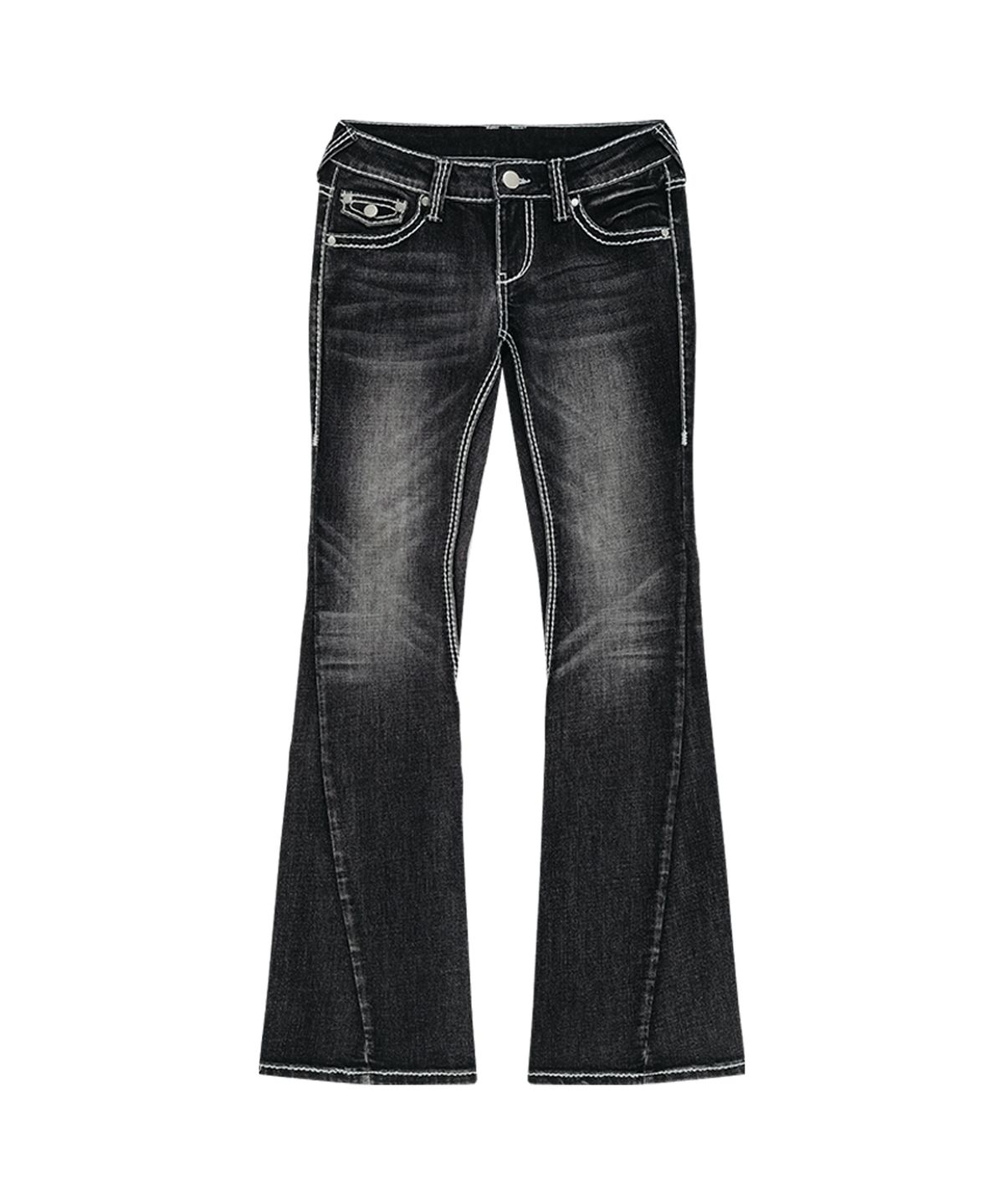 카시코(KASHIKO) Western Curve Embroidery Jeans Black