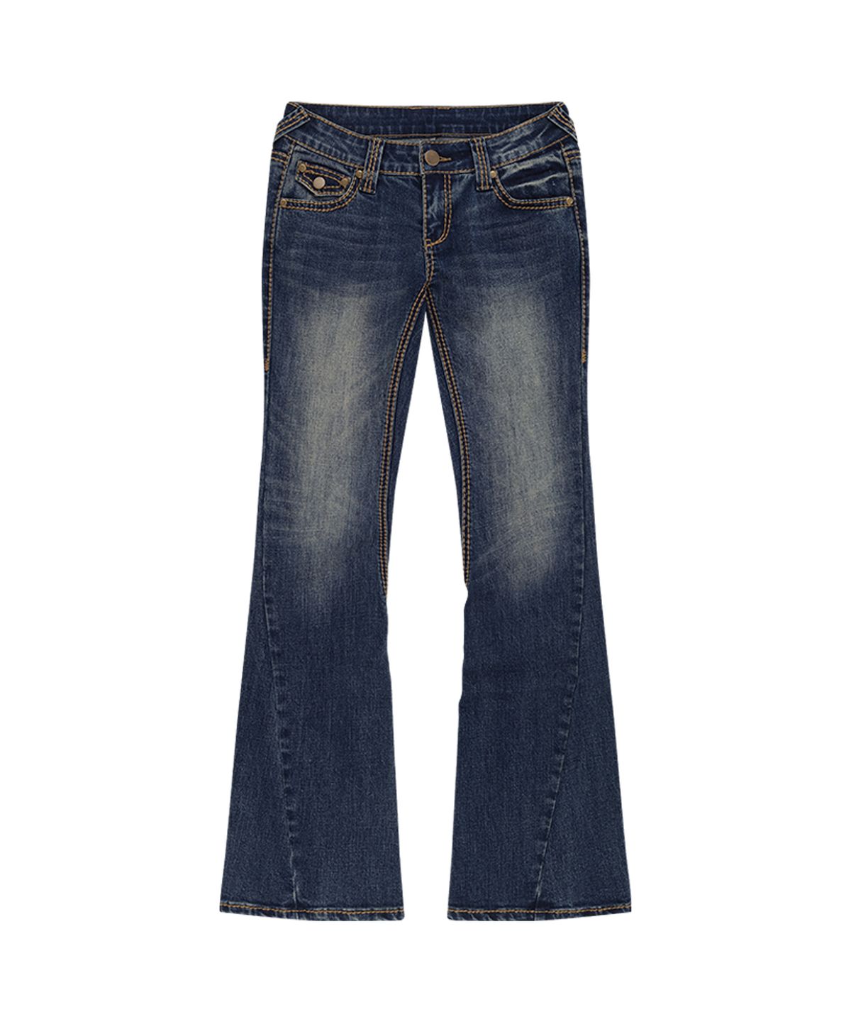 카시코(KASHIKO) Western Curve Embroidery Jeans Blue