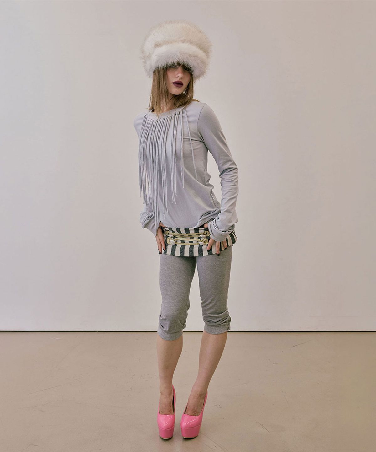 스컬프터(SCULPTOR) Fringe Sleeve Tee Stone