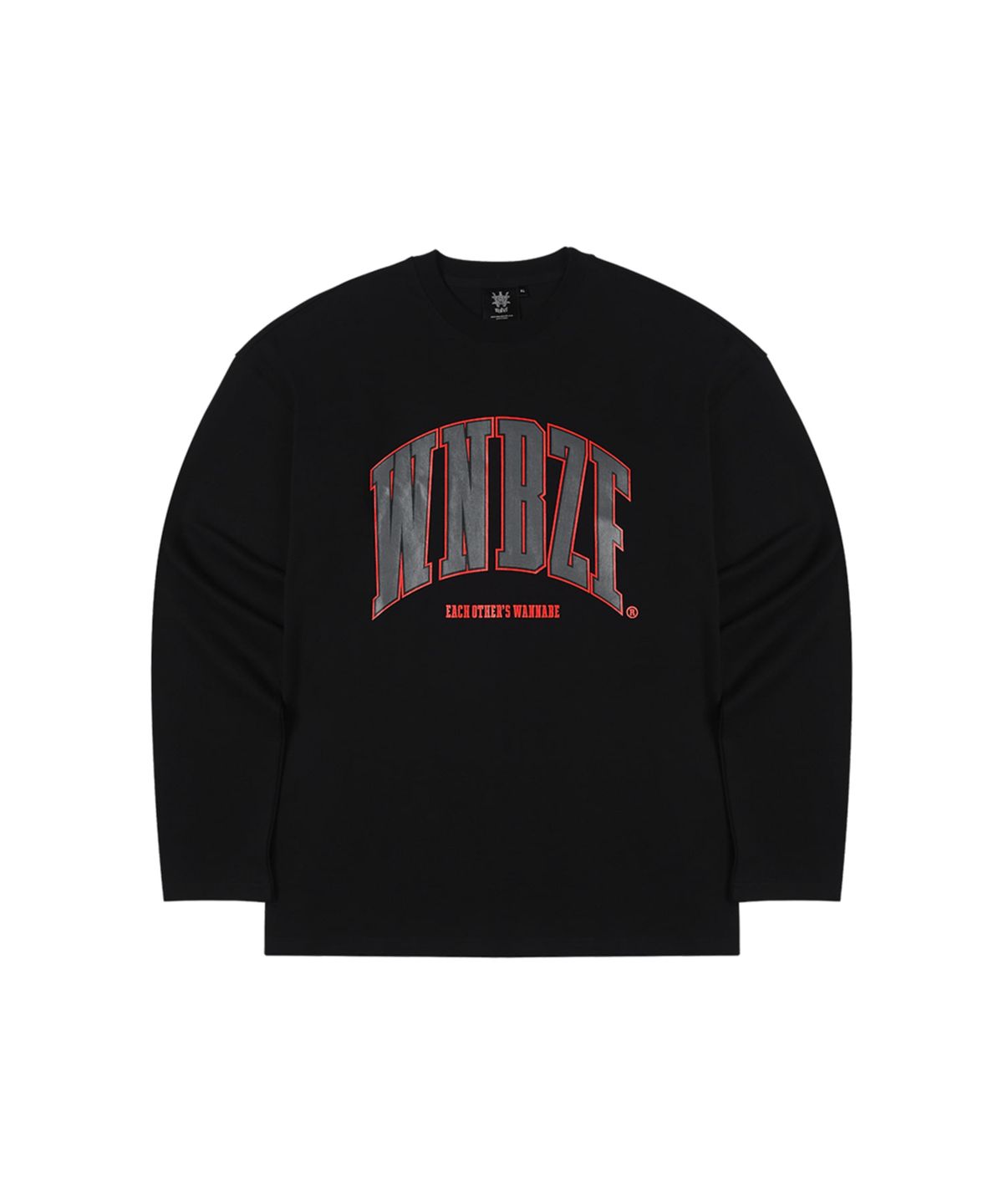 워너비즈핏(WANNABEZFIT) WNBZF VARSITY 오버핏 롱슬리브 블랙