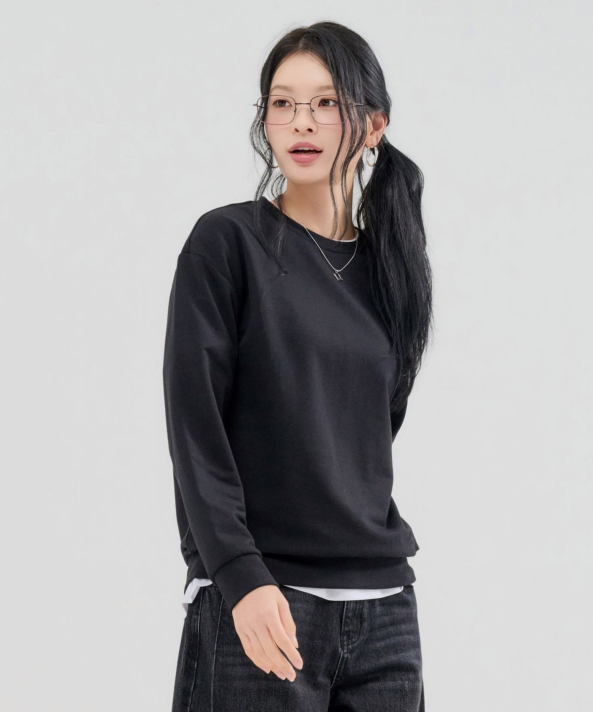 체이스컬트(CHASECULT) 여성 에센셜 데일리 약기모 맨투맨 티셔츠-FFRG5171C03