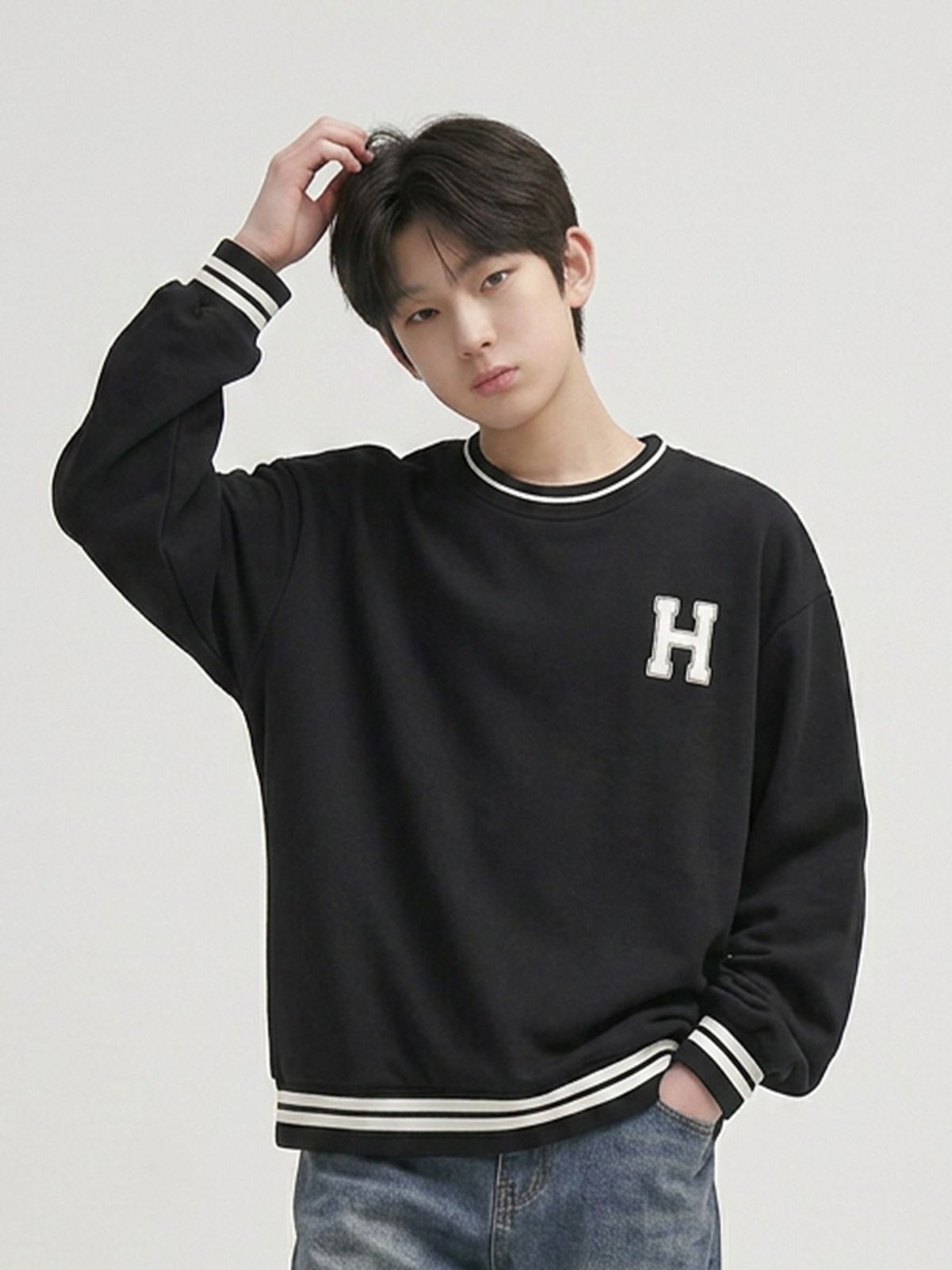 행텐 틴즈(HANGTEN TEENS) 틴즈 더블페이스 요꼬 맨투맨_100(14580-031-610-09)