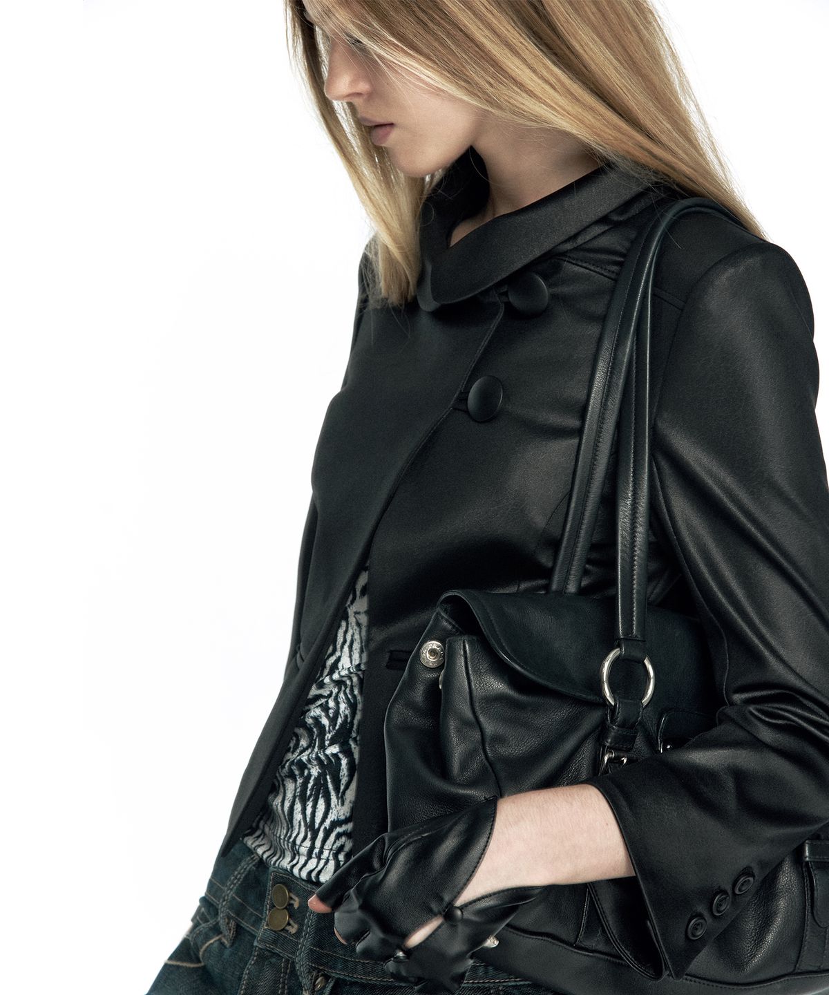 카시코(KASHIKO) Quarter Cut High-Neck Jacket Black