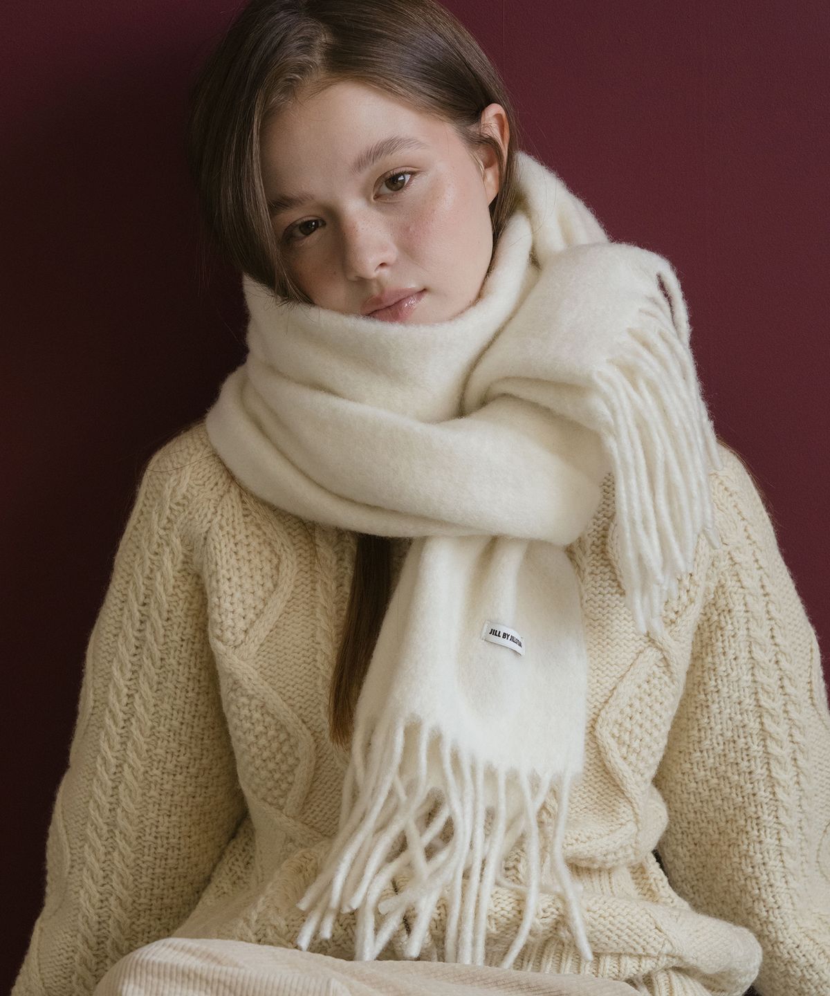 질바이질스튜어트(JILL BY JILLSTUART) 울 혼방 프린지 머플러 - 2colors