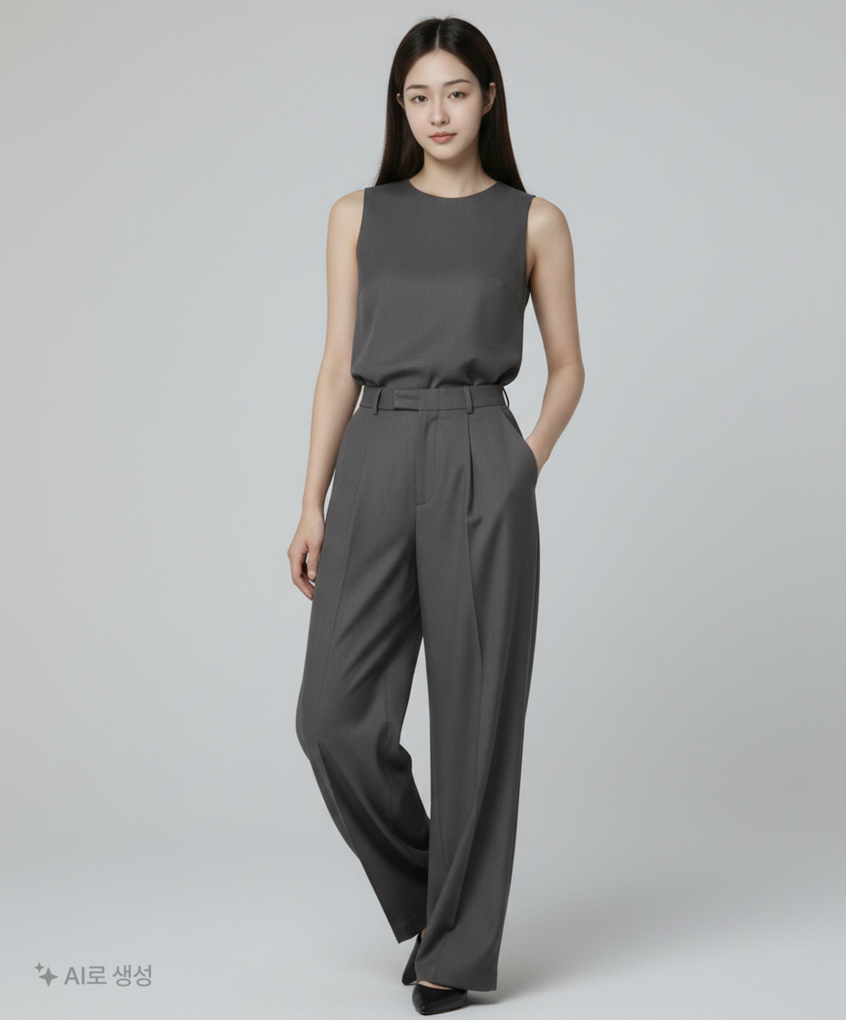 몽돌(MONGDOL) 원턱 와이드 슬랙스 차콜 MDPT025CHARCOAL M