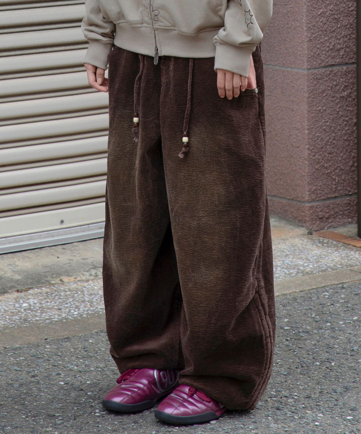 루나키후(RuNaKi'Hu') WXP105 밤비 코듀로이 워싱 벌룬 팬츠 (BROWN)