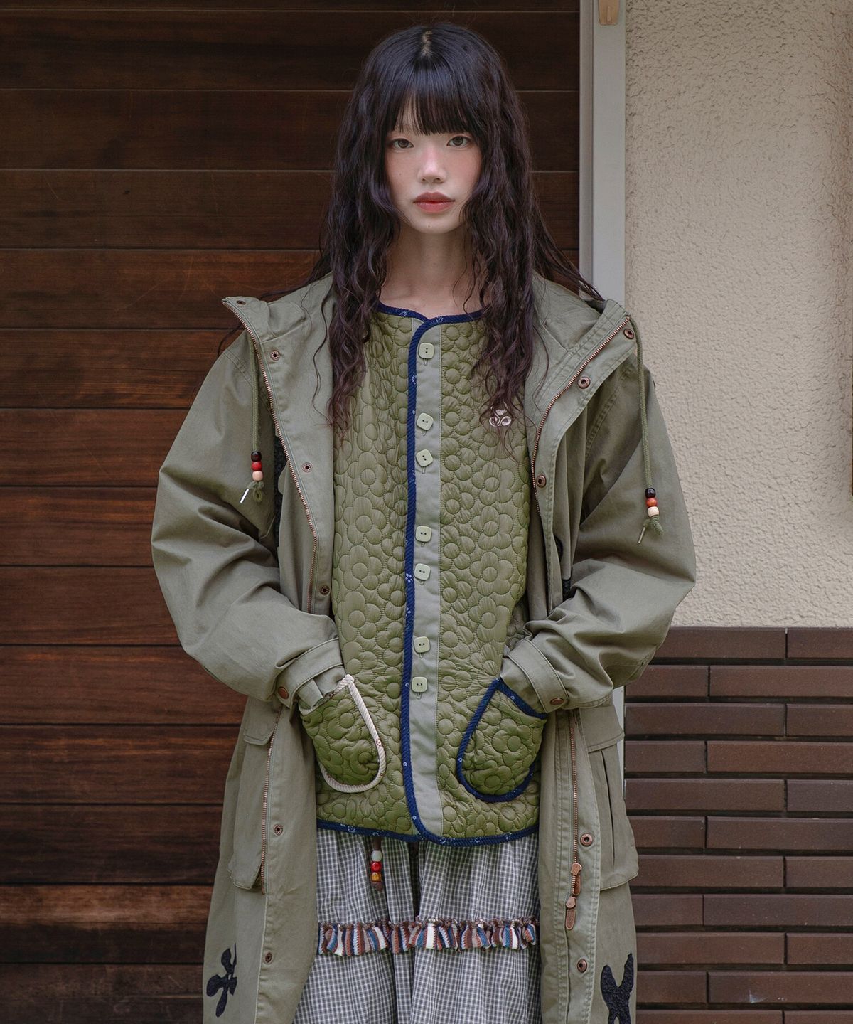 루나키후(RuNaKi'Hu') WXJ051 숨숨 퀼팅 자켓 (KHAKI)