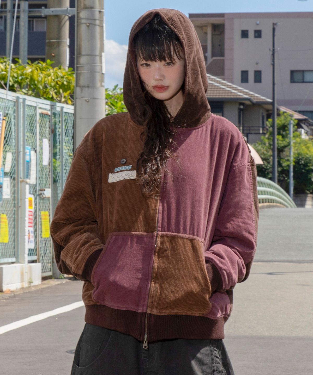루나키후(RuNaKi'Hu') WXJ052 소레조레 코듀로이리버시블 후드 집업 (BROWN/BURGUNDY)