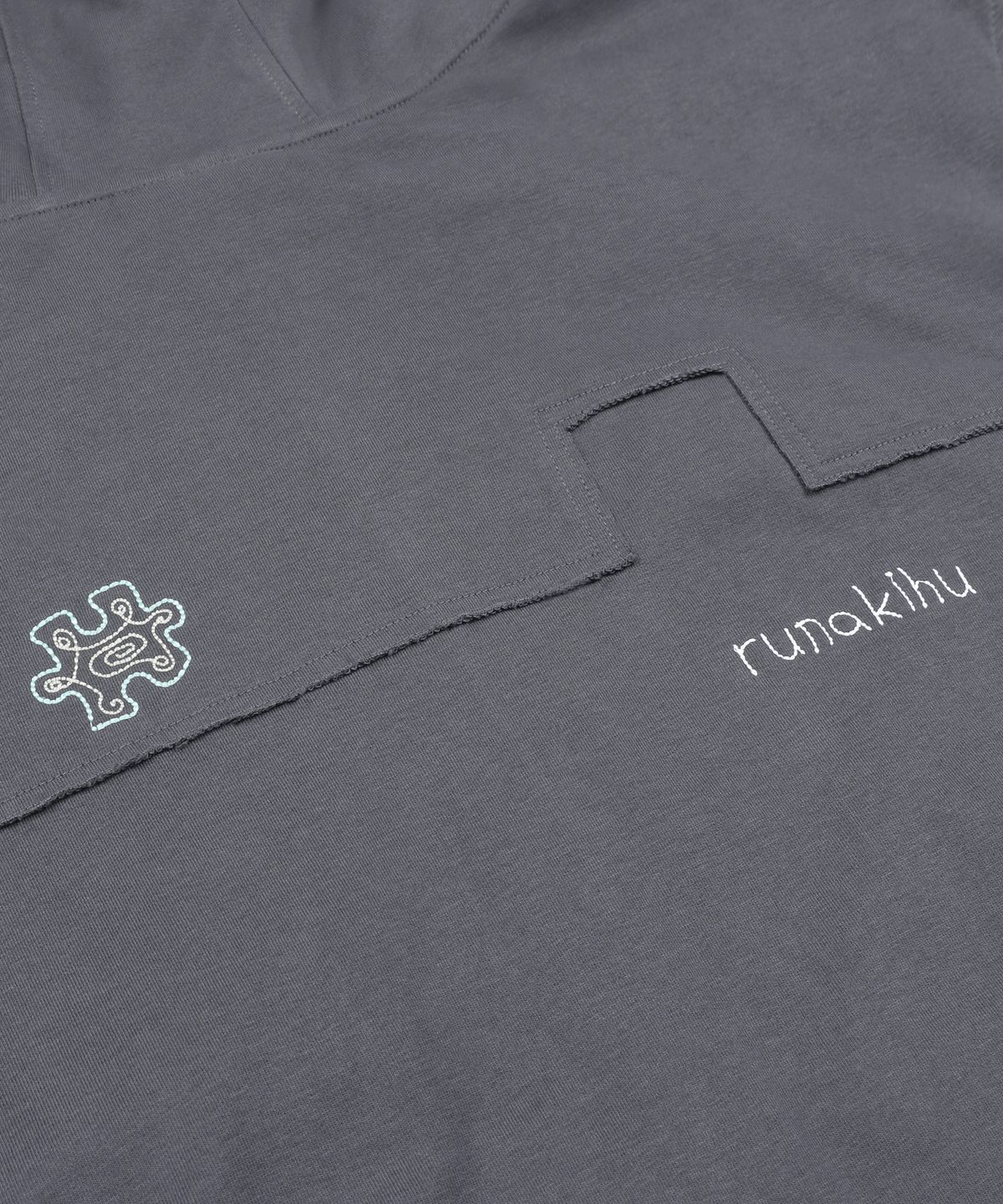 루나키후(RuNaKi'Hu') WXJ058 코미치 꽃무늬 배색 후드 집업 (CHARCOAL)