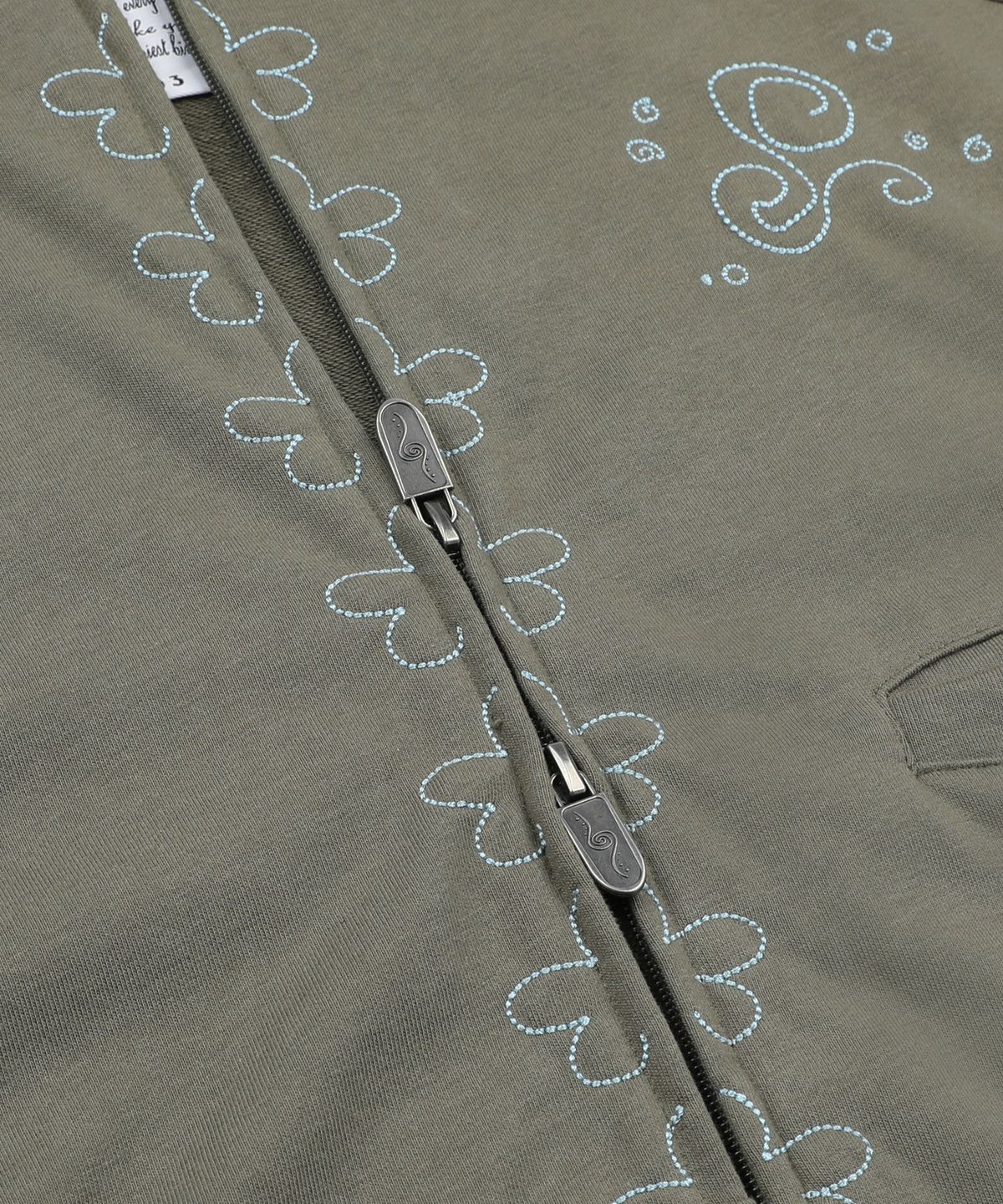루나키후(RuNaKi'Hu') WXJ058 코미치 꽃무늬 배색 후드 집업 (KHAKI)