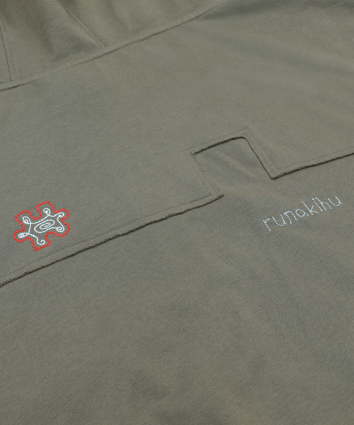 루나키후(RuNaKi'Hu') WXJ058 코미치 꽃무늬 배색 후드 집업 (KHAKI)
