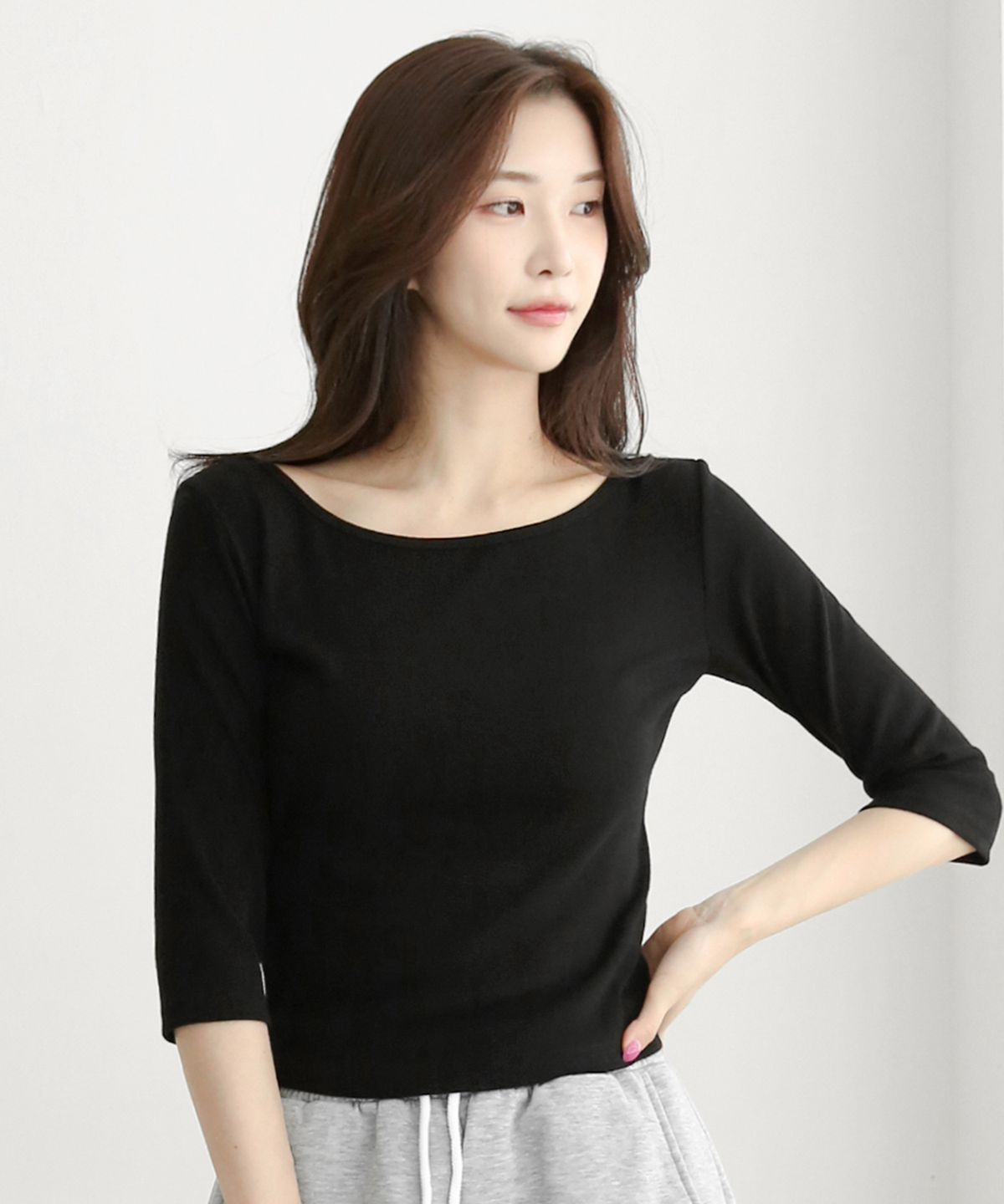 돌핀웨이브어패럴(DOLPHIN WAVE APPAREL) 돌핀 우먼즈 슬림 소프트 보트넥 7부 티셔츠 3COLOR