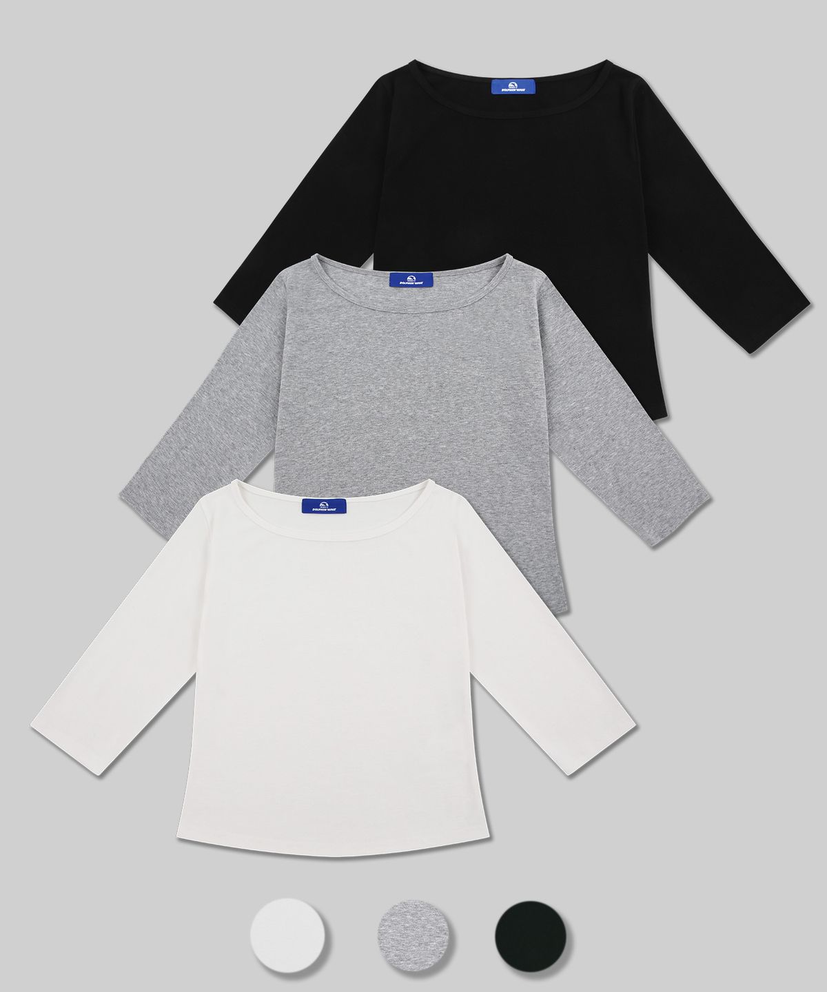 돌핀웨이브어패럴(DOLPHIN WAVE APPAREL) 돌핀 우먼즈 슬림 소프트 보트넥 7부 티셔츠 3COLOR