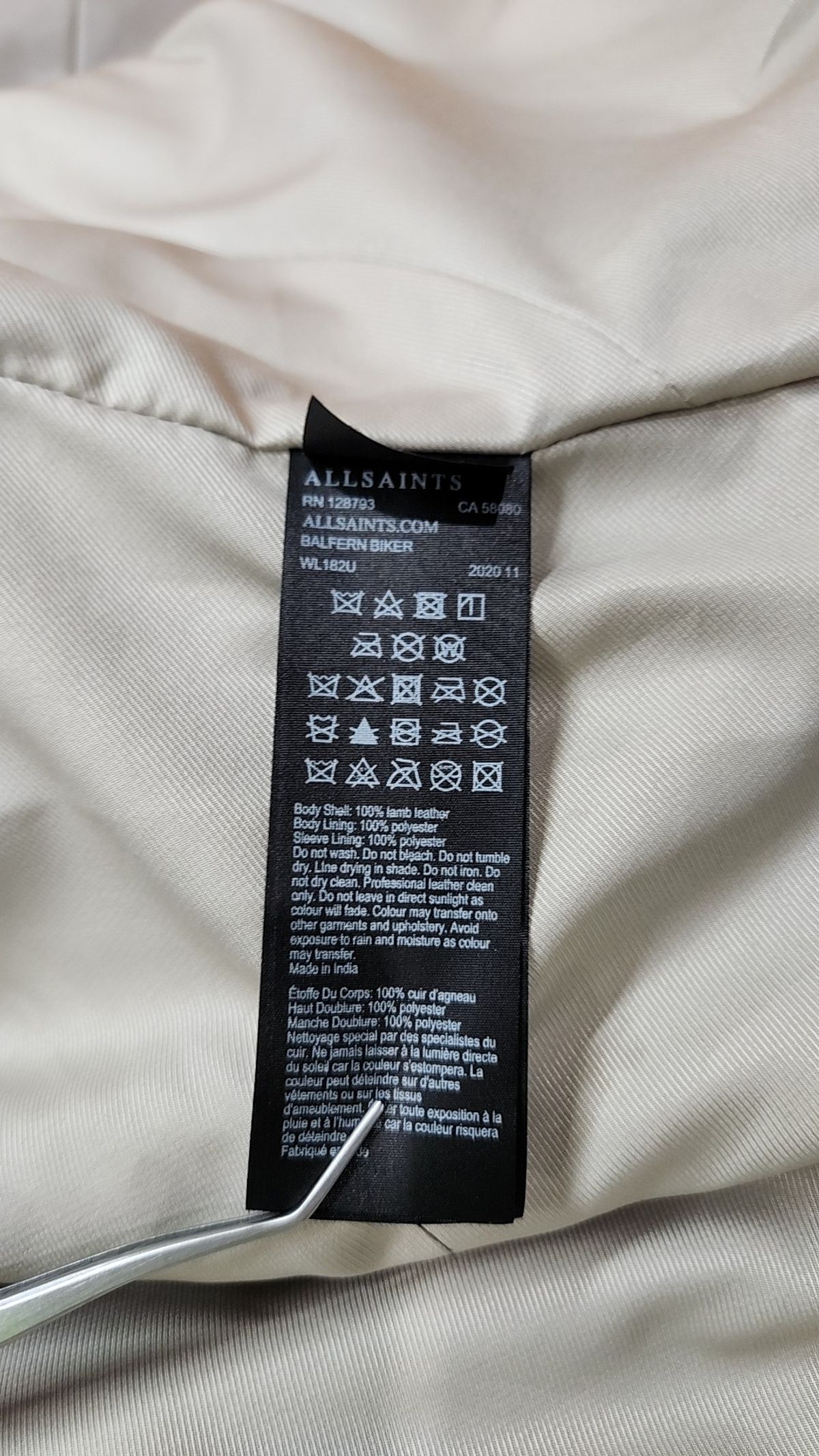 올세인츠(ALLSAINTS) 레더/라이더스 재킷 US8