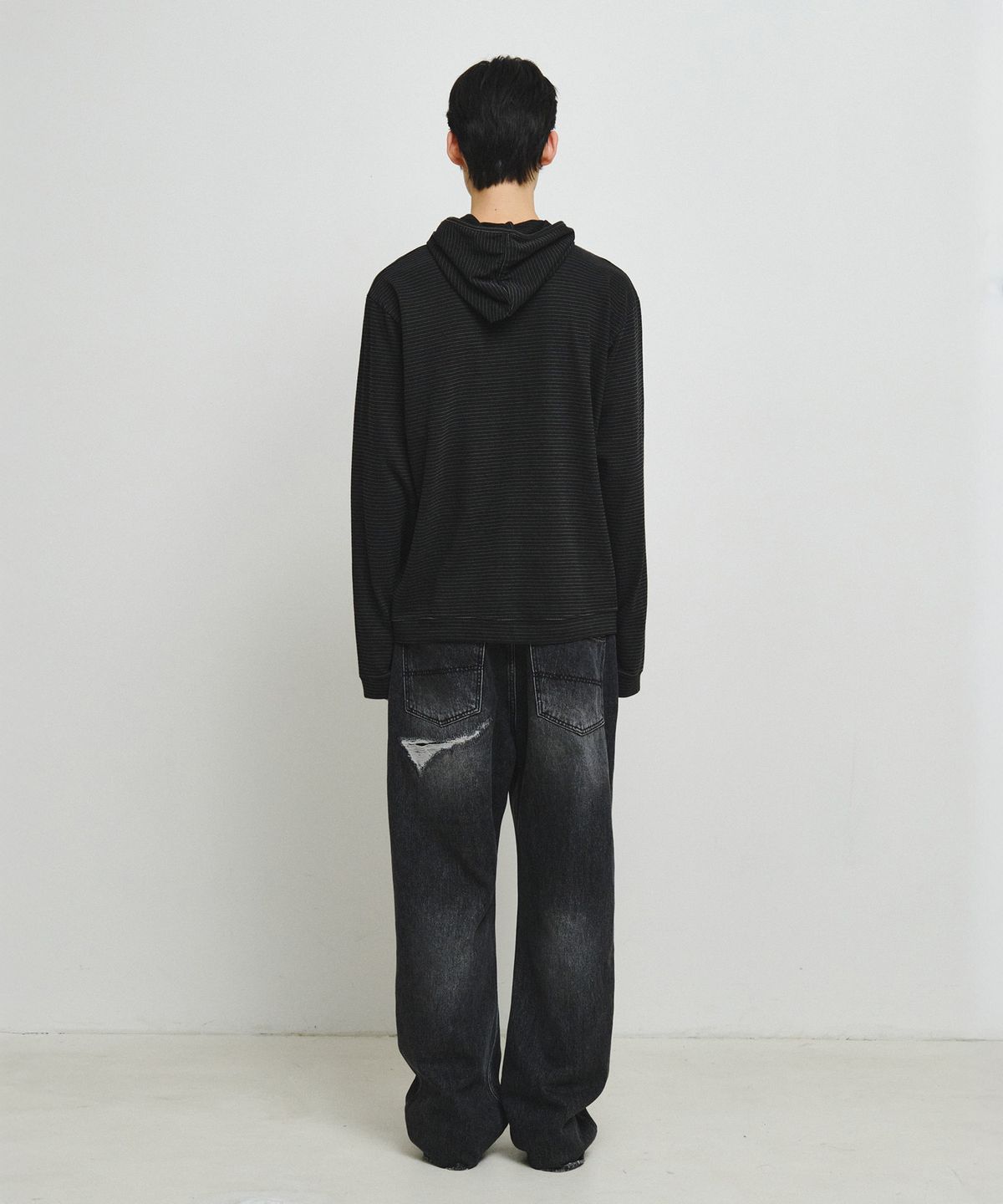 엔도어(ENDOOR) Ash stripe hoodie (VTG Black)