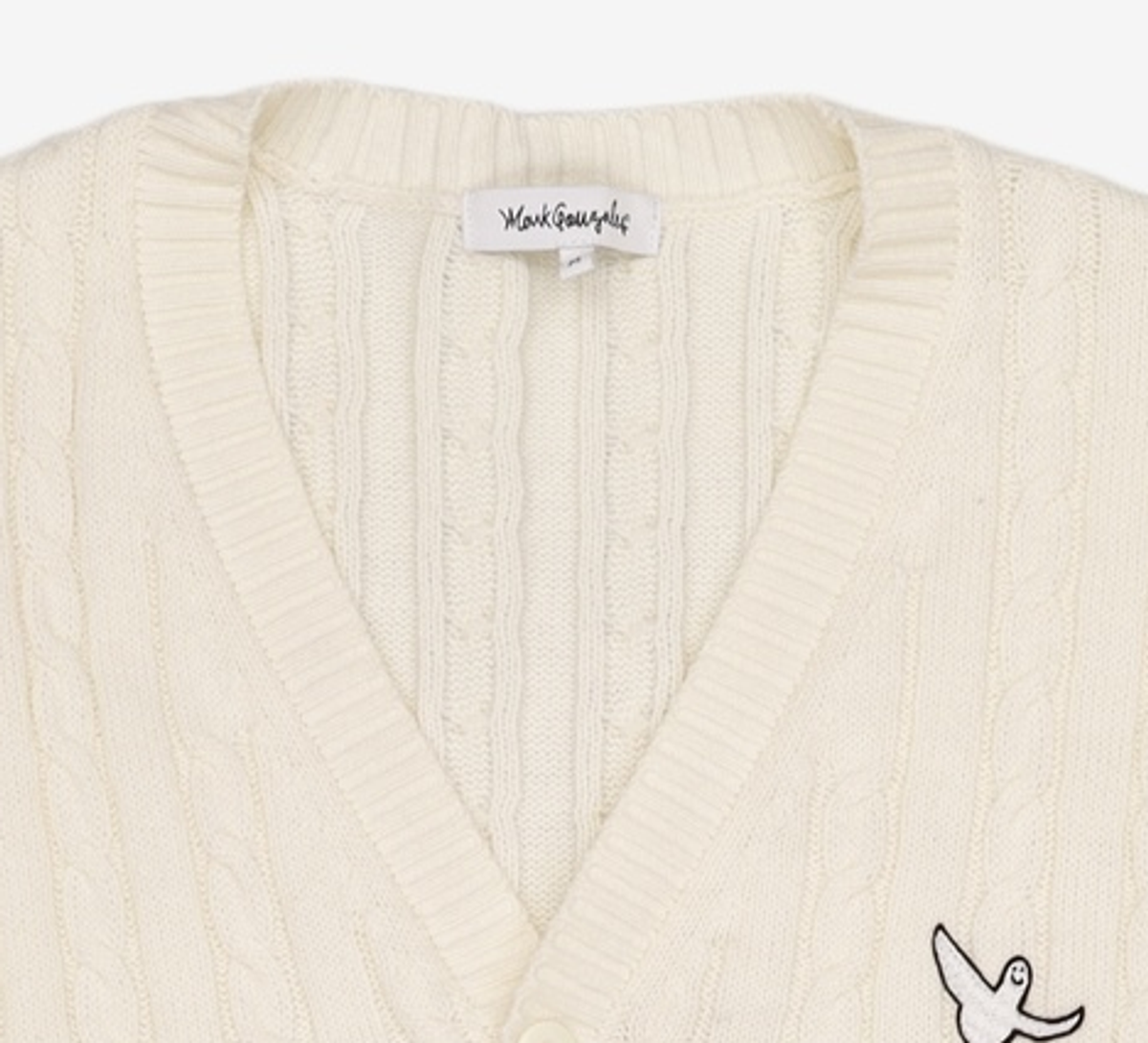 마크곤잘레스(MARK GONZALES) ANGEL WAPPEN CABLE CARDIGAN - IVORY M