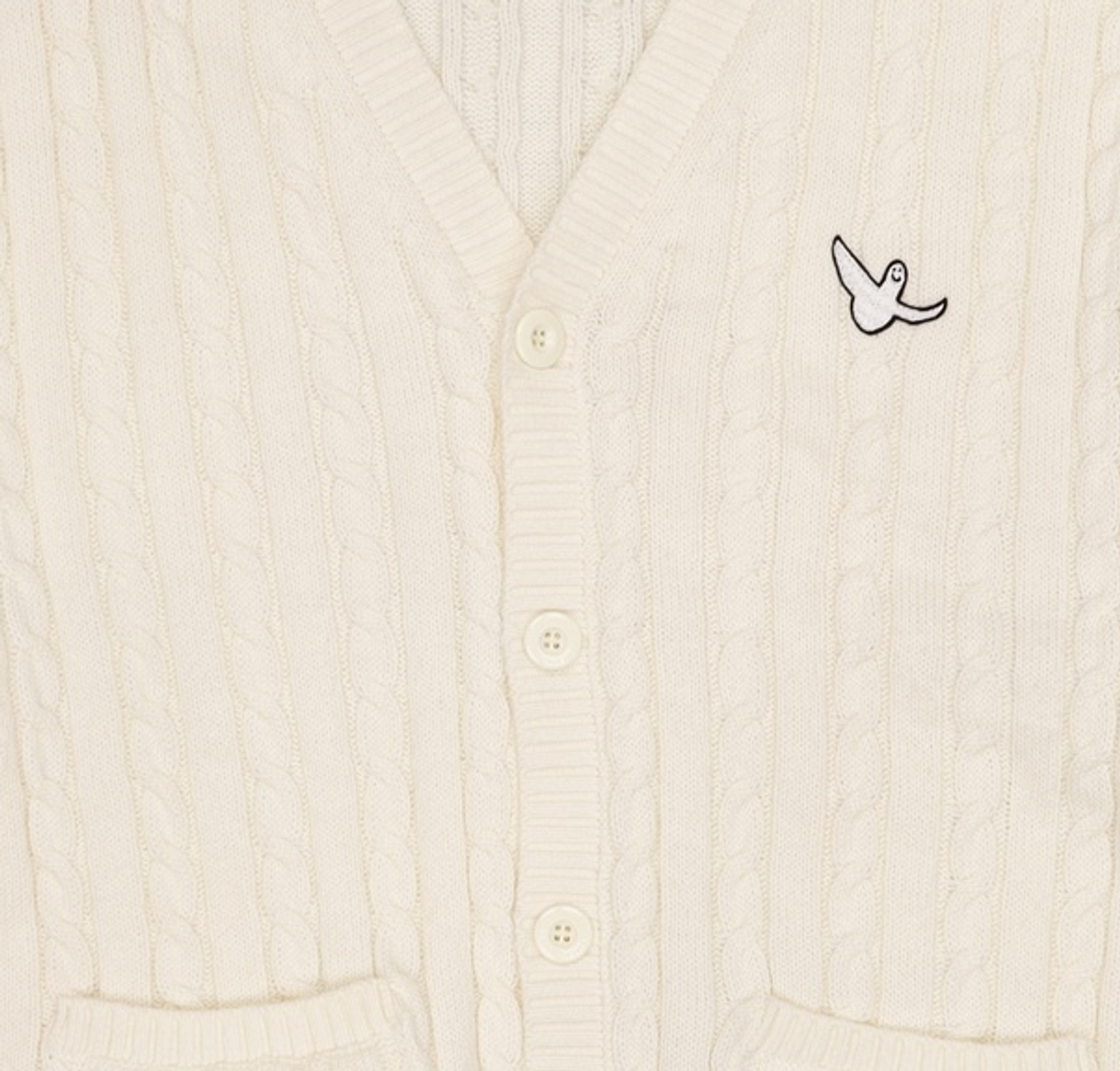 마크곤잘레스(MARK GONZALES) ANGEL WAPPEN CABLE CARDIGAN - IVORY M