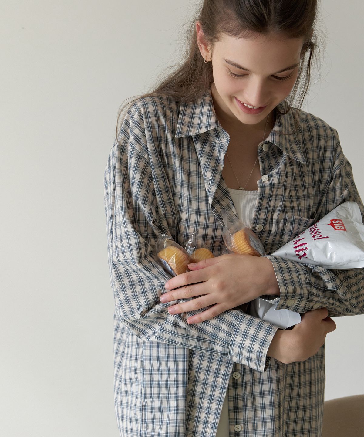 리엘(RE L) Hove overfit shirt (m/blue check)