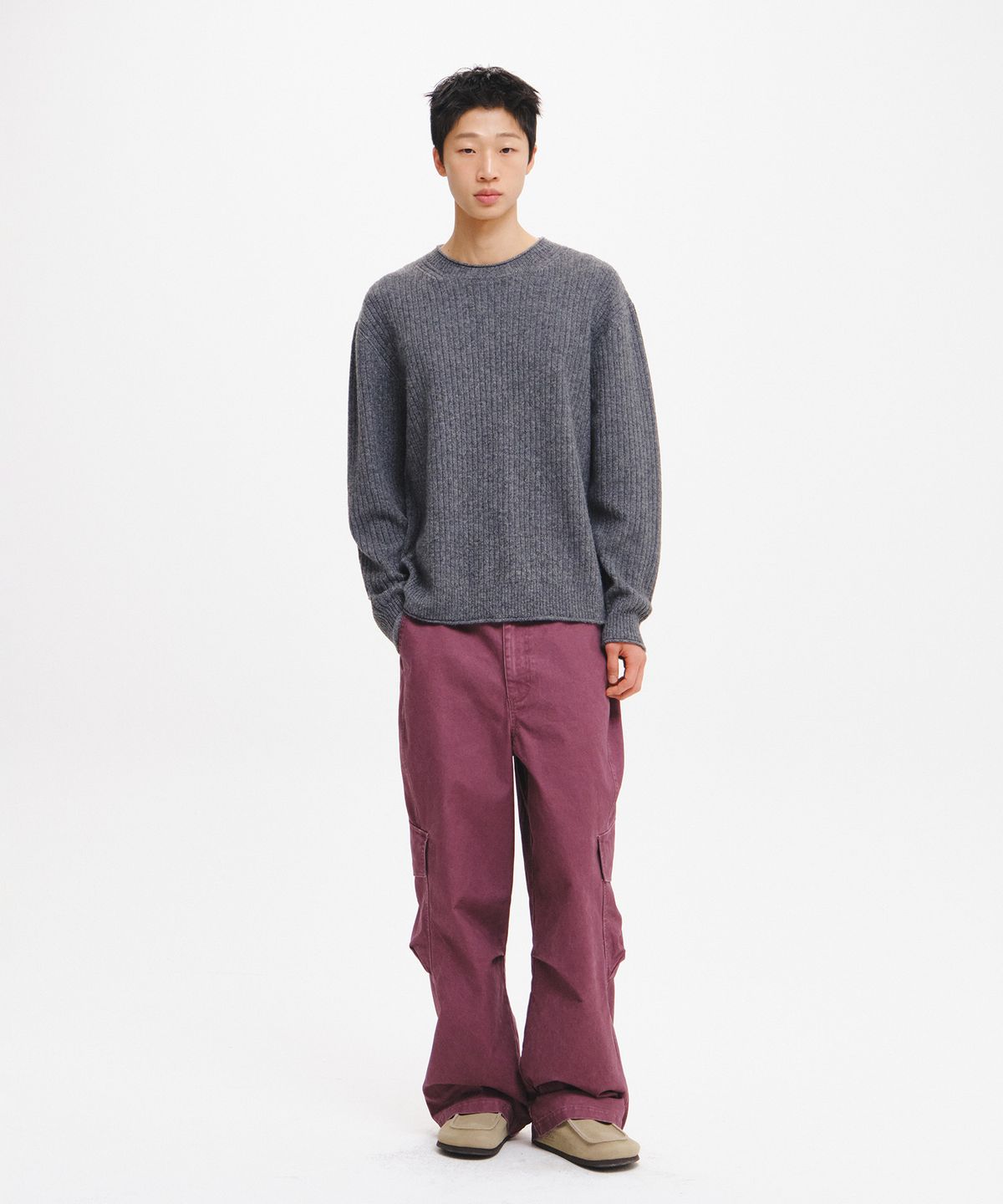 제너럴아이디어(GENERALIDEA) UNISEX 롤링 디테일 크루넥 풀오버 [GREY] / GF3UKP001