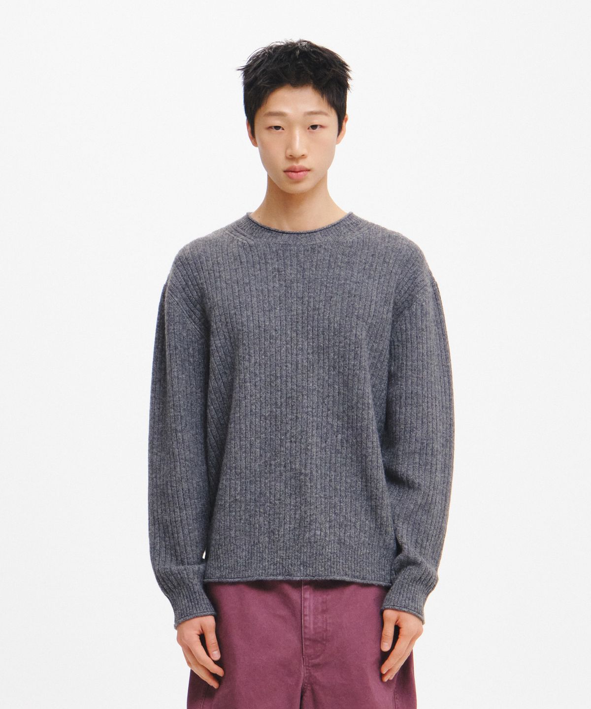 제너럴아이디어(GENERALIDEA) UNISEX 롤링 디테일 크루넥 풀오버 [GREY] / GF3UKP001