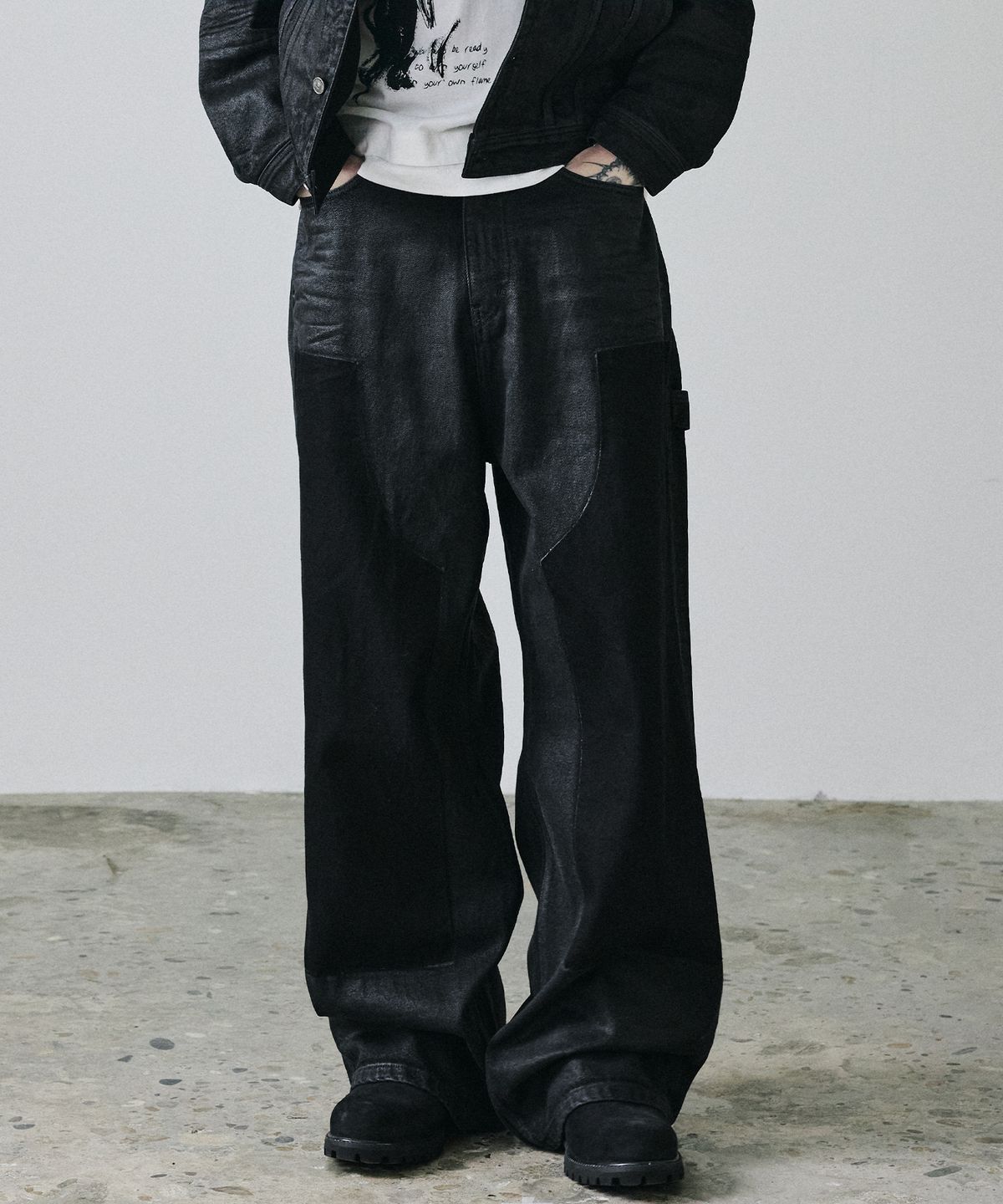 메종미네드(MAISON MINED) FADE TRACE DENIM PANTS BLACK