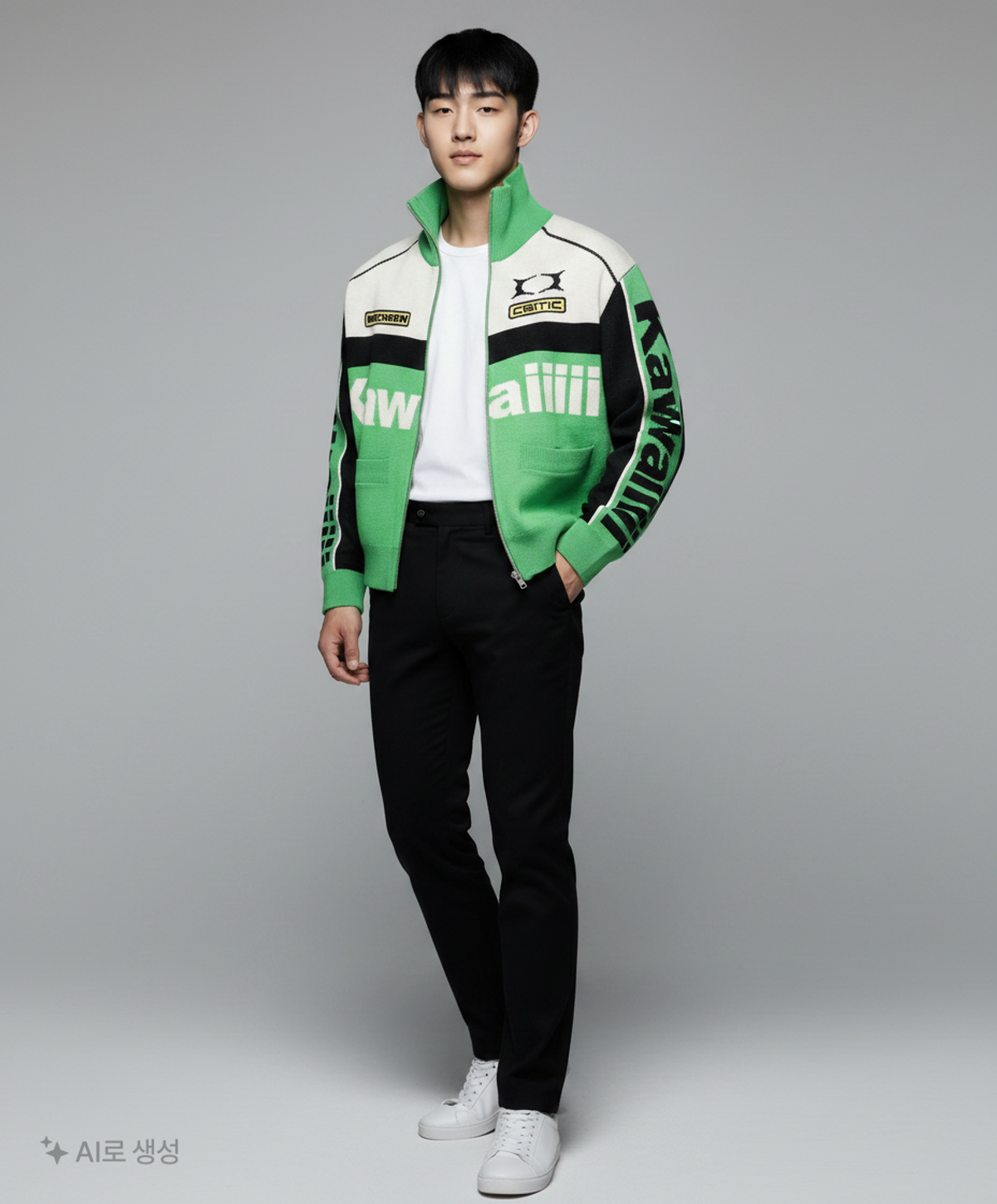크리틱(CRITIC) KWAIIIII RACING ZIP-UP KNIT GREEN M