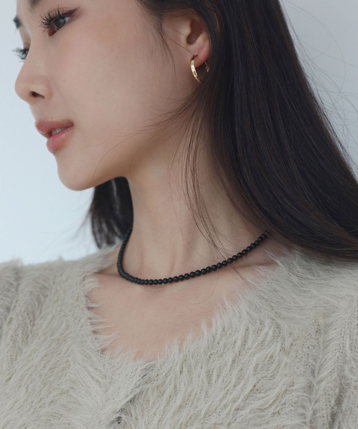 모던라이크(MODERN LIKE) [ Silver ] 오닉스 블랙 목걸이 4mm