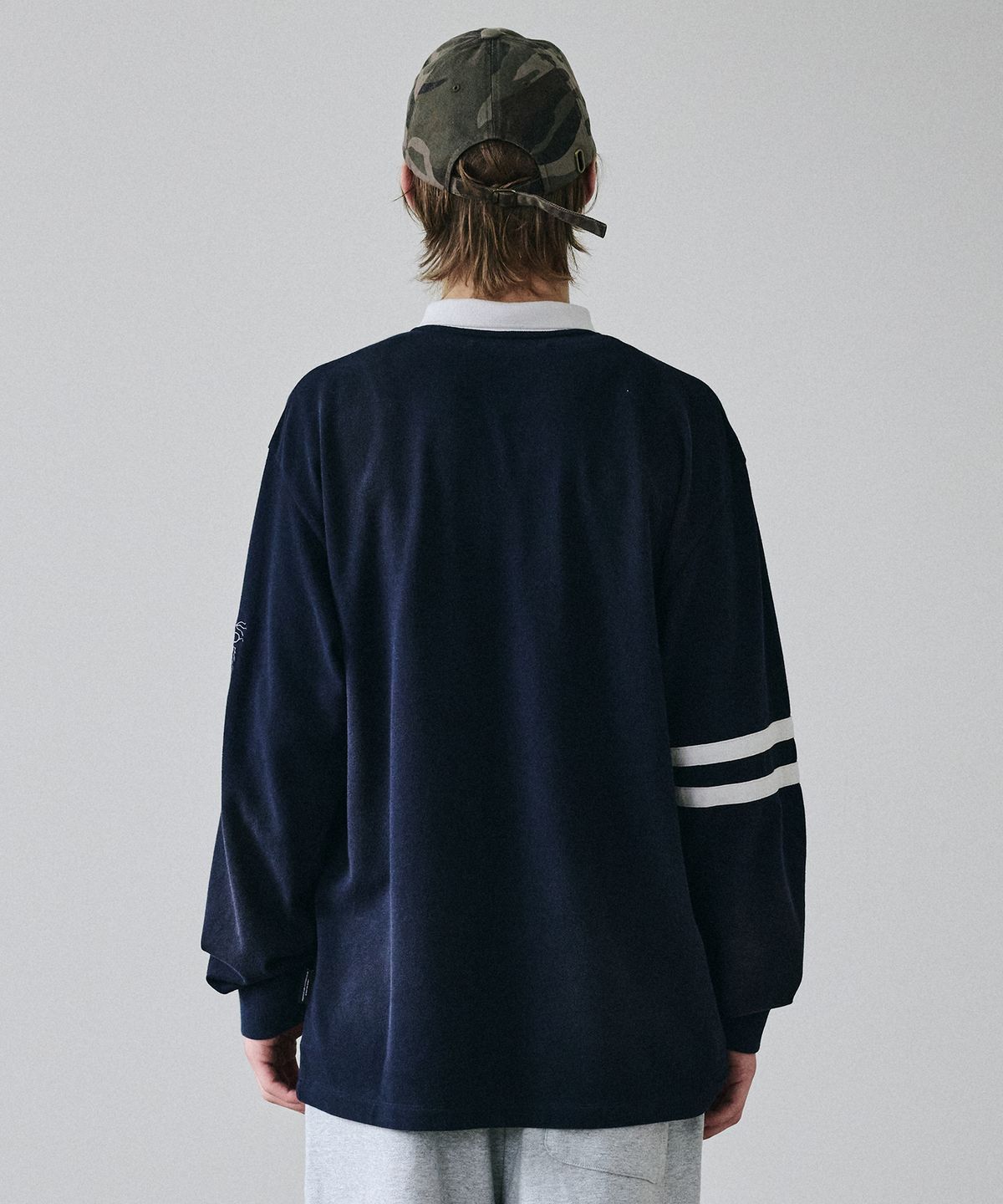 메종미네드(MAISON MINED) VINTAGE WASHED CROSS PATCH POLO SHIRT NAVY