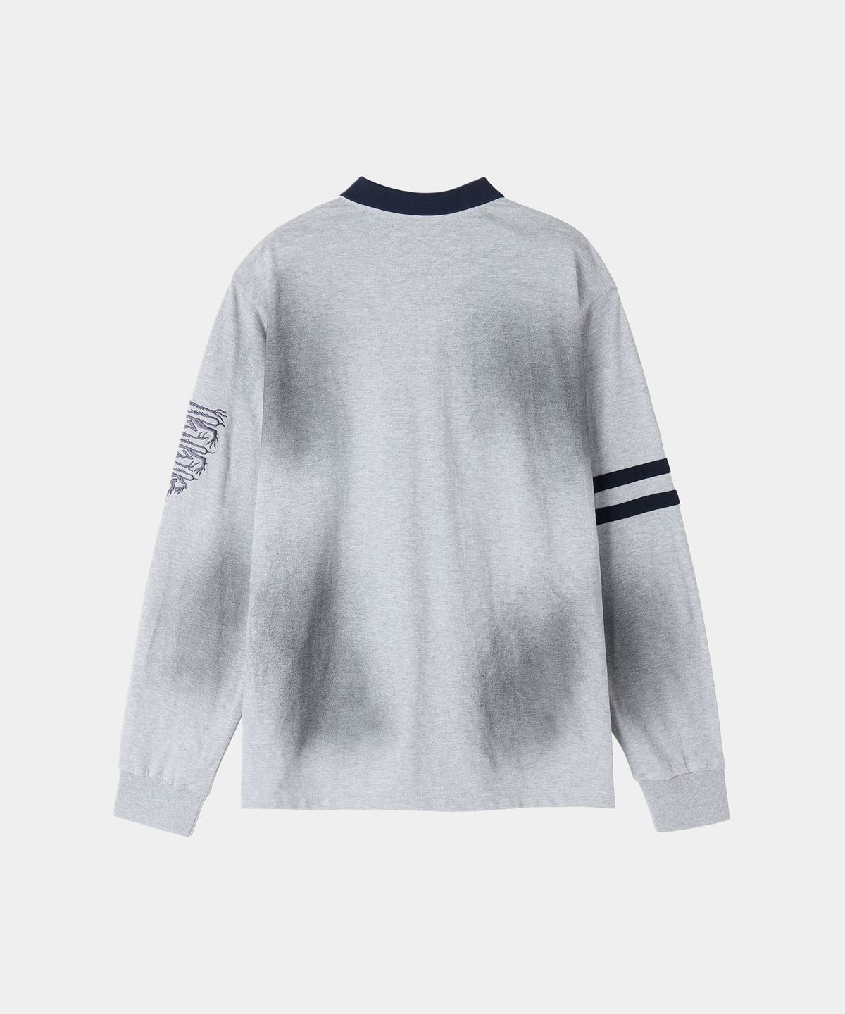 메종미네드(MAISON MINED) VINTAGE WASHED CROSS PATCH POLO SHIRT MELANGE GRAY