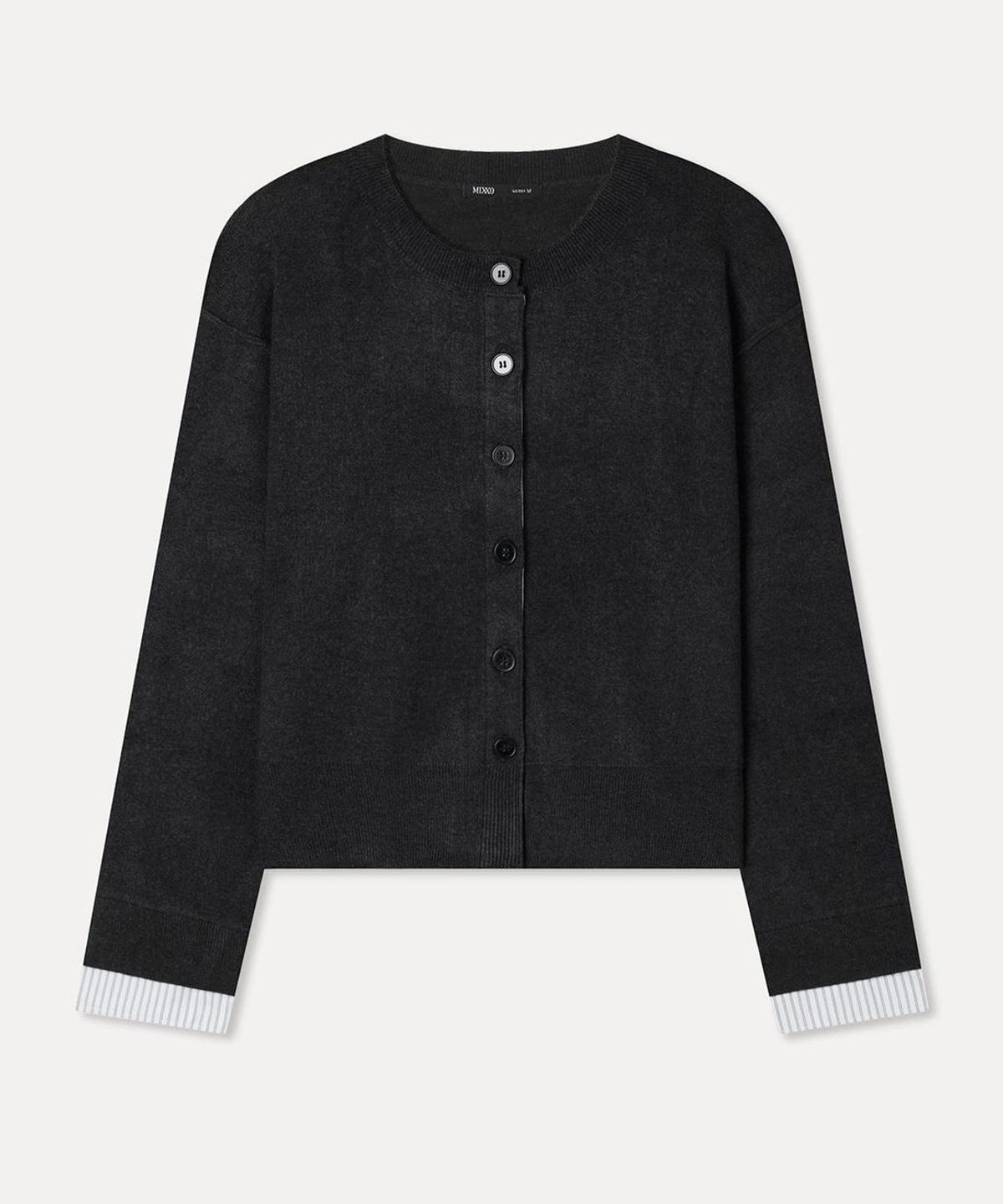 미쏘(MIXXO) 셔츠 레이어드 라운드넥 가디건_MIWCKGT11T
