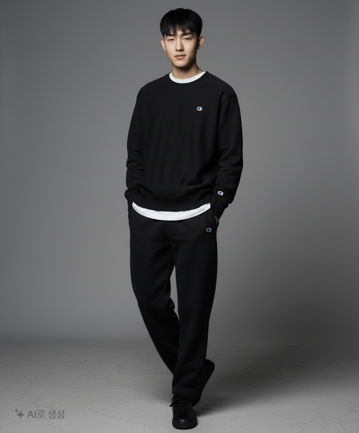챔피온(CHAMPION) C로고 스트레이트 팬츠 Black L