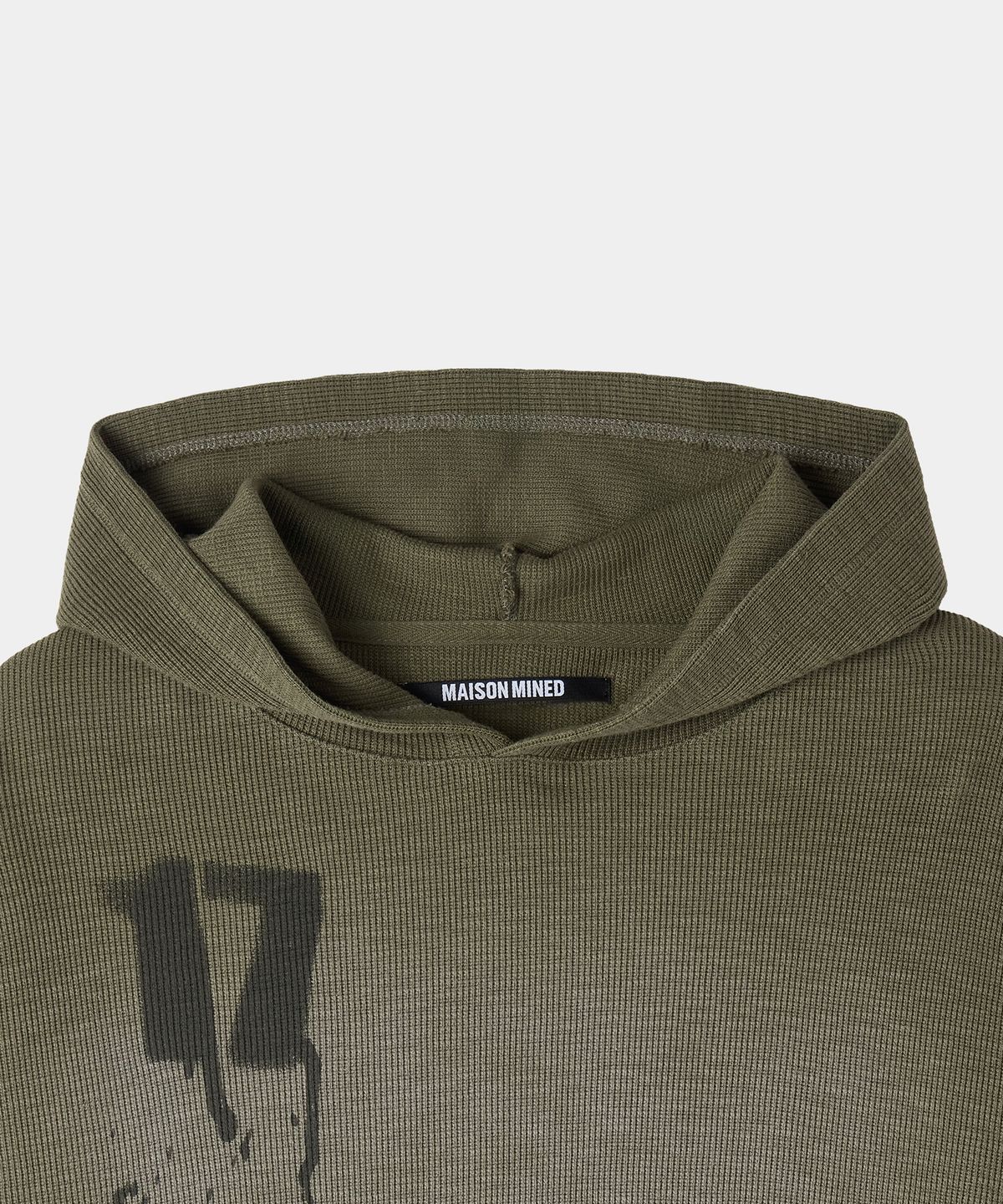 메종미네드(MAISON MINED) PAINTED WAFFLE HOOD LONG SLEEVE KHAKI