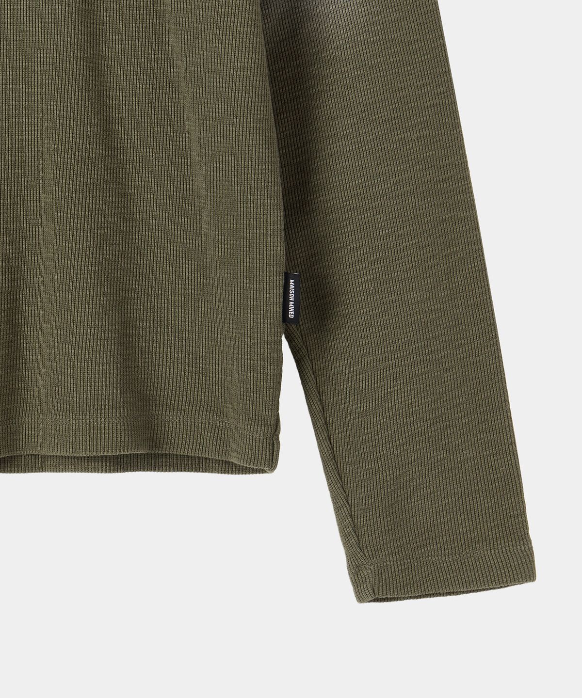 메종미네드(MAISON MINED) PAINTED WAFFLE HOOD LONG SLEEVE KHAKI