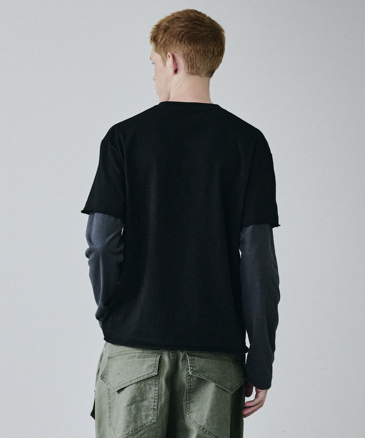 메종미네드(MAISON MINED) FRAGMENT COLLAGE LAYERED LONG SLEEVE BLACK