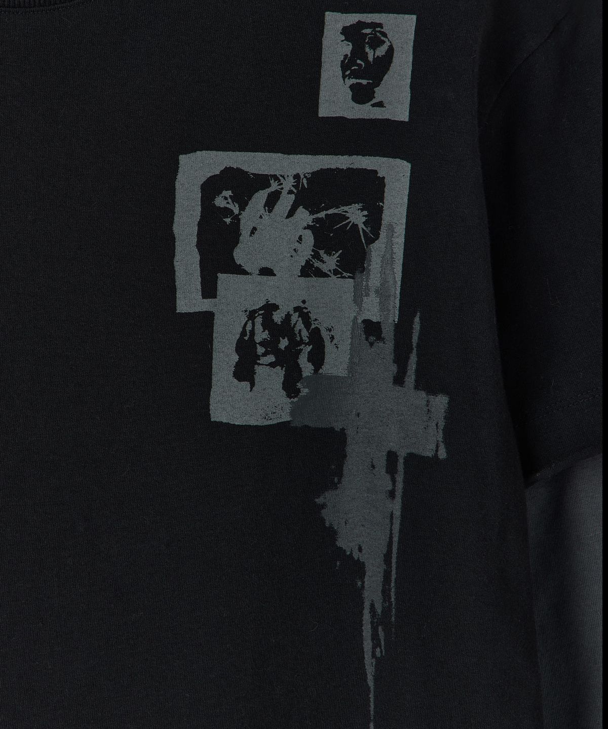 메종미네드(MAISON MINED) FRAGMENT COLLAGE LAYERED LONG SLEEVE BLACK