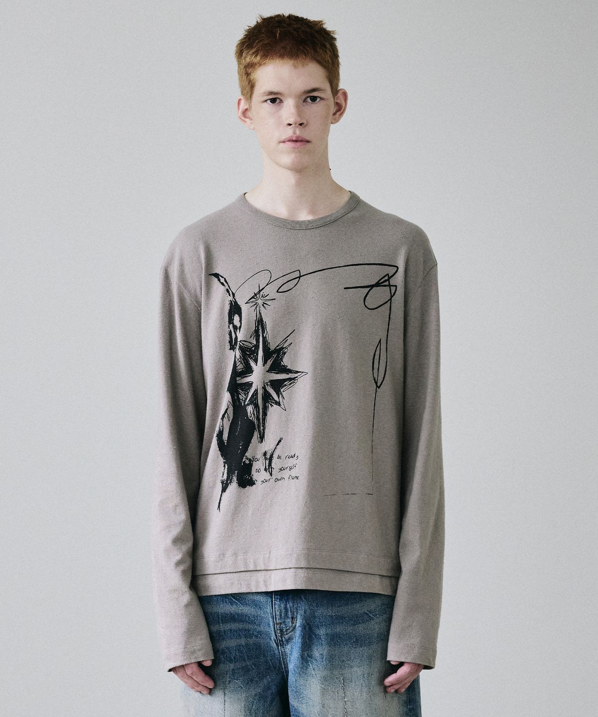 메종미네드(MAISON MINED) ROUGH SKETCH LONG SLEEVE DARK BEIGE