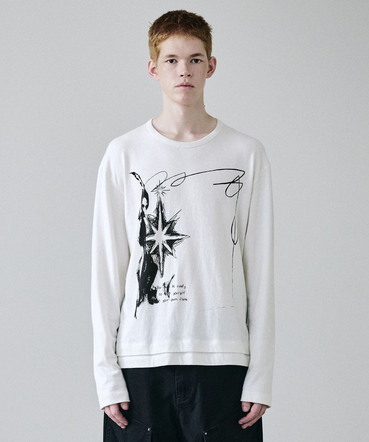 메종미네드(MAISON MINED) ROUGH SKETCH LONG SLEEVE WHITE