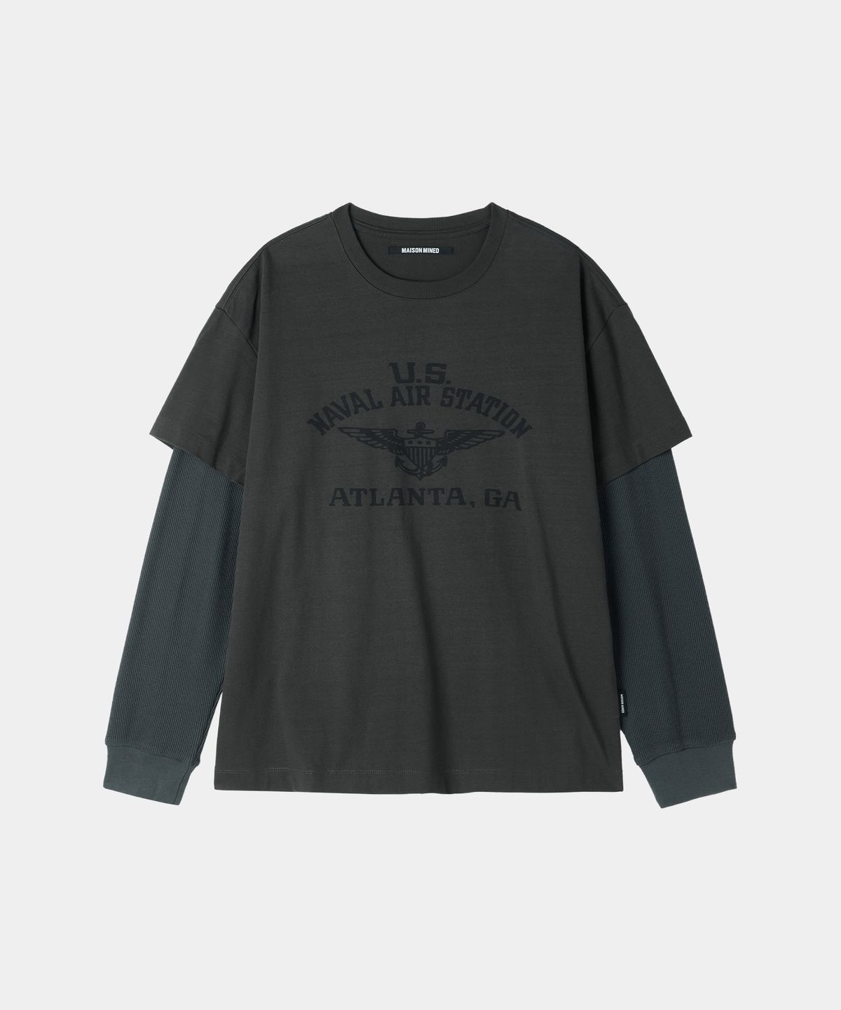 메종미네드(MAISON MINED) WAFFLE LAYERED LONG SLEEVE CHARCOAL