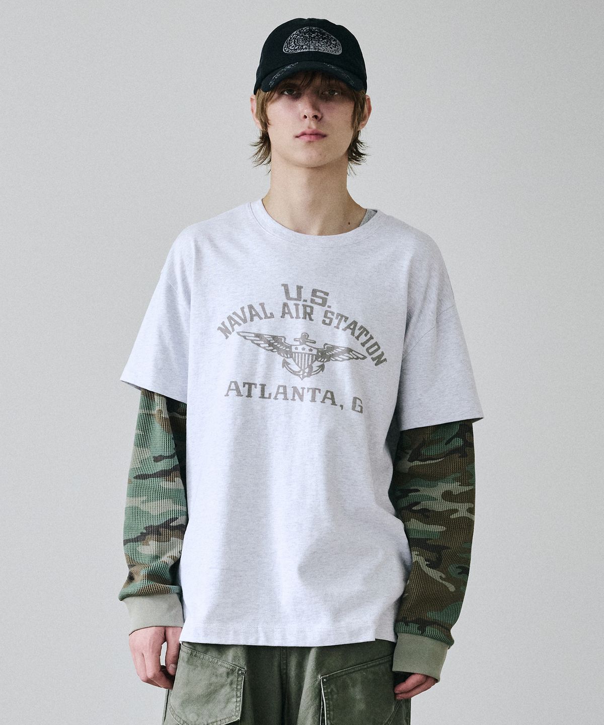 메종미네드(MAISON MINED) WAFFLE LAYERED LONG SLEEVE MELANGE WHITE