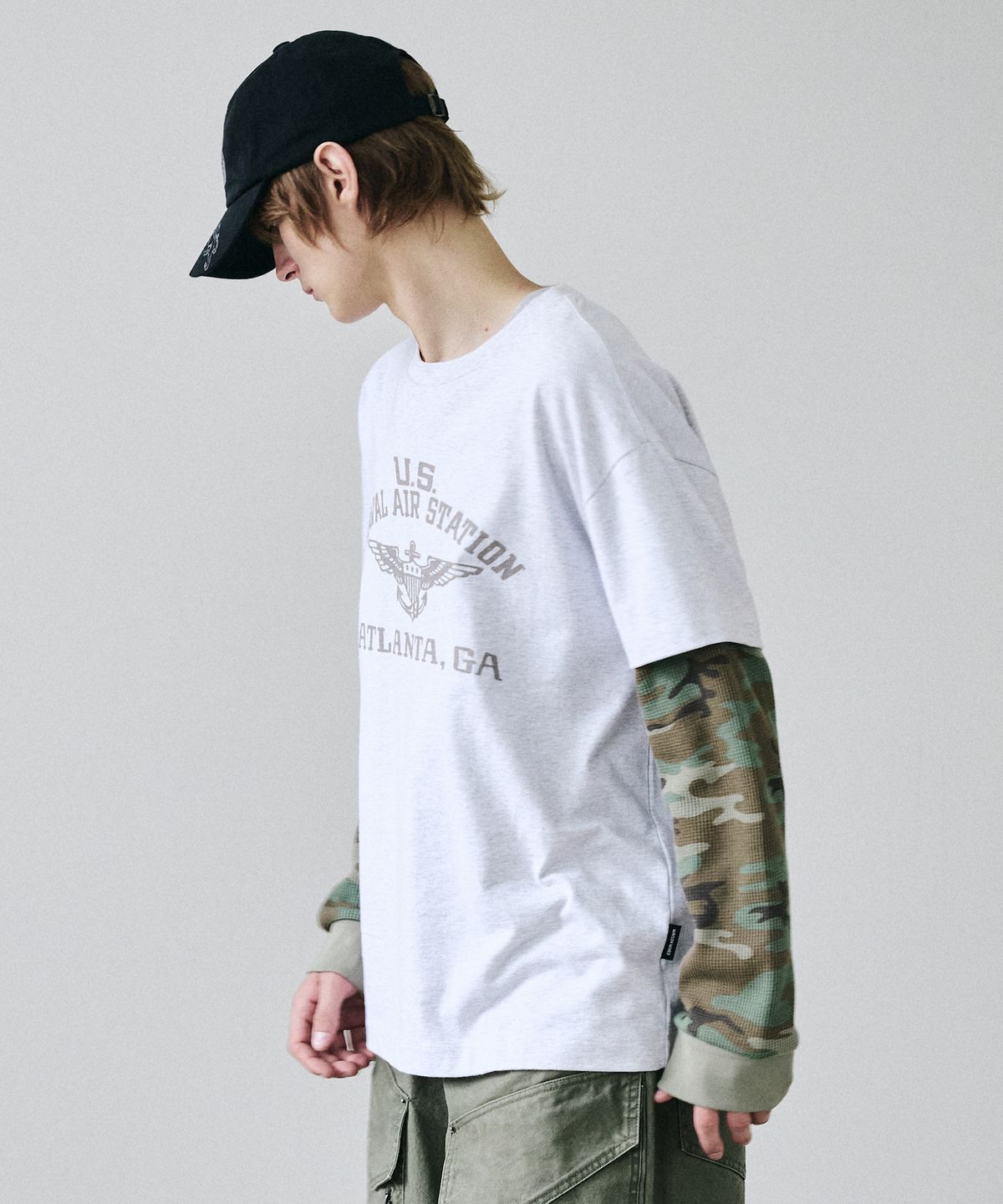 메종미네드(MAISON MINED) WAFFLE LAYERED LONG SLEEVE MELANGE WHITE