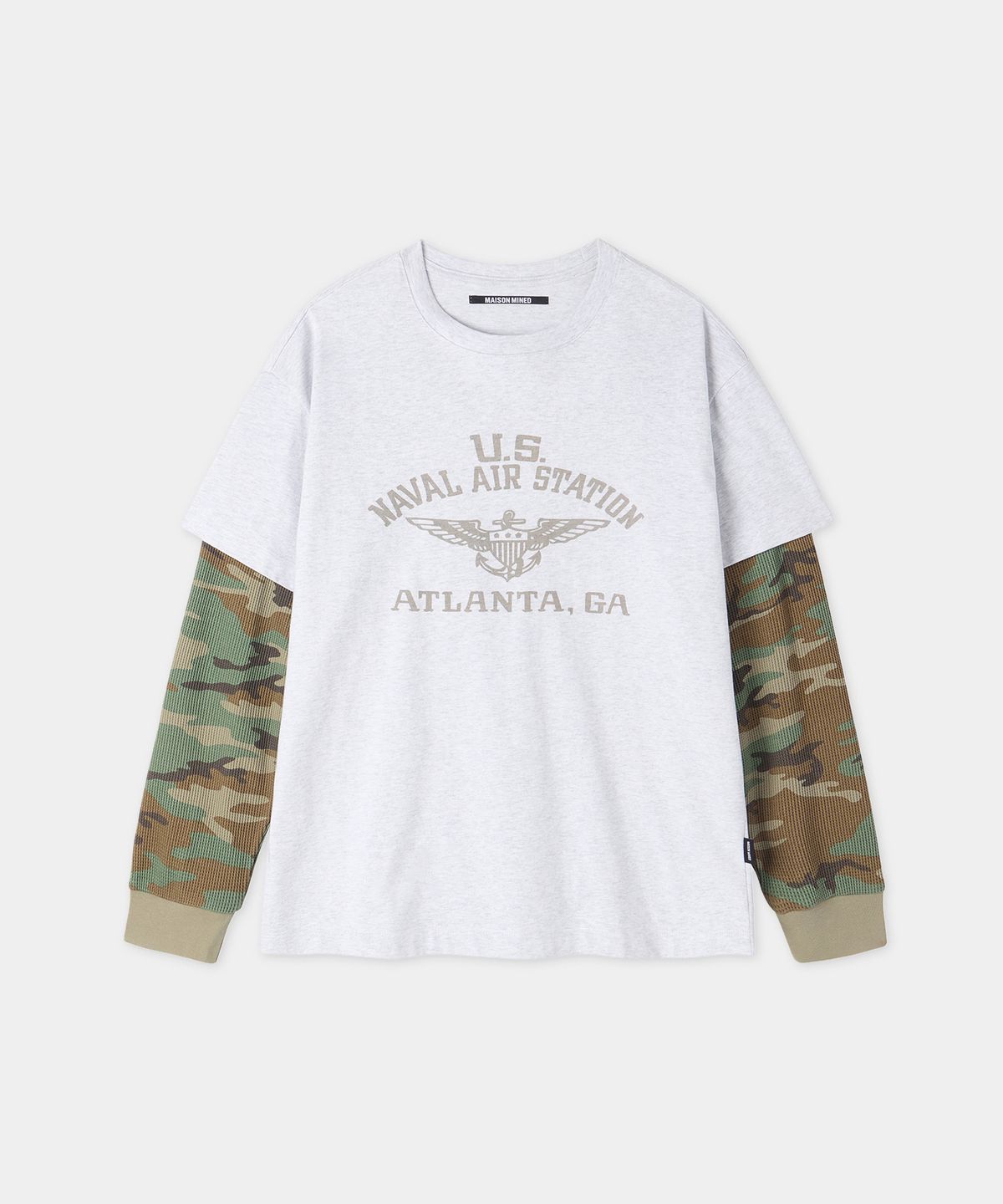 메종미네드(MAISON MINED) WAFFLE LAYERED LONG SLEEVE MELANGE WHITE