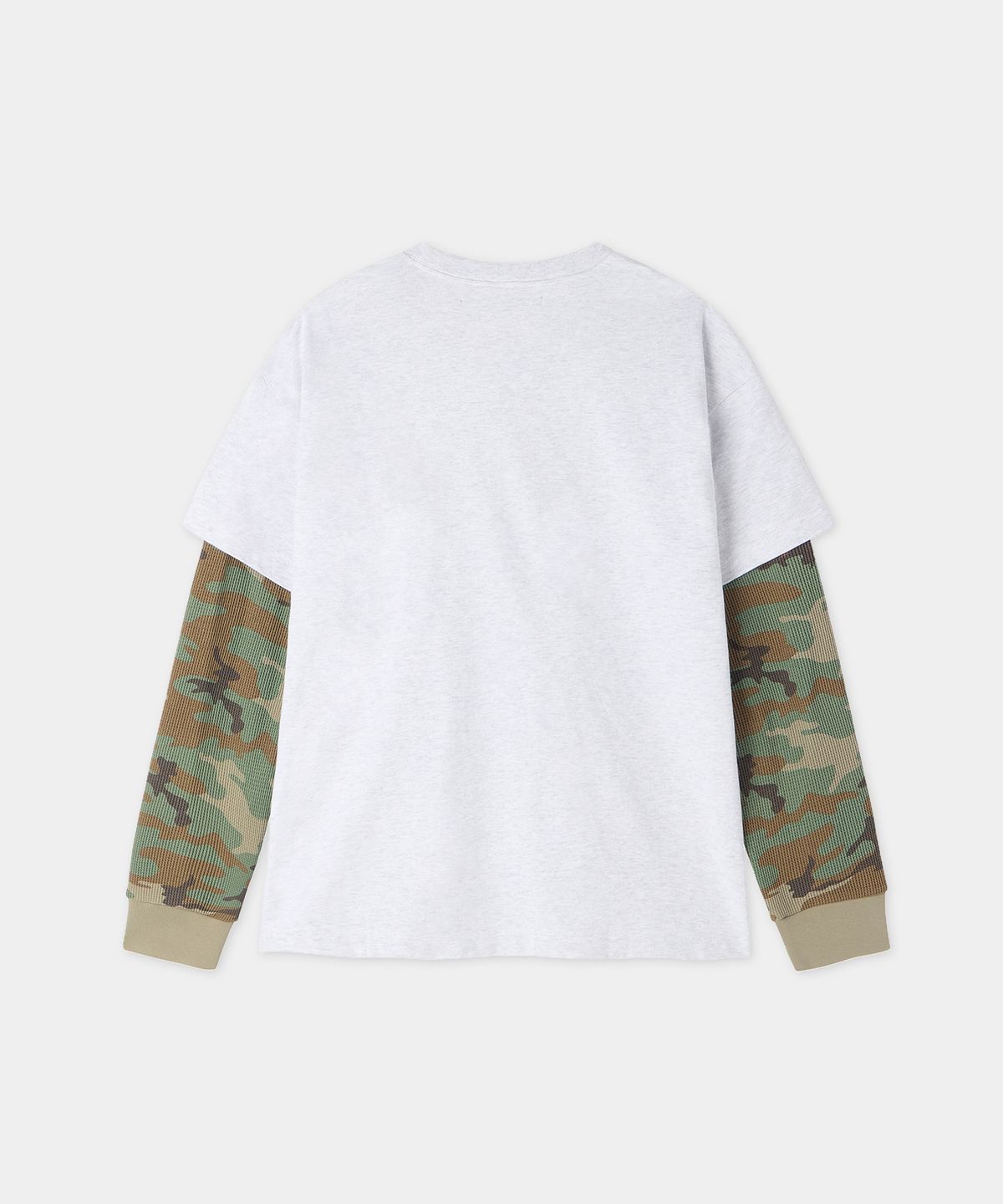 메종미네드(MAISON MINED) WAFFLE LAYERED LONG SLEEVE MELANGE WHITE